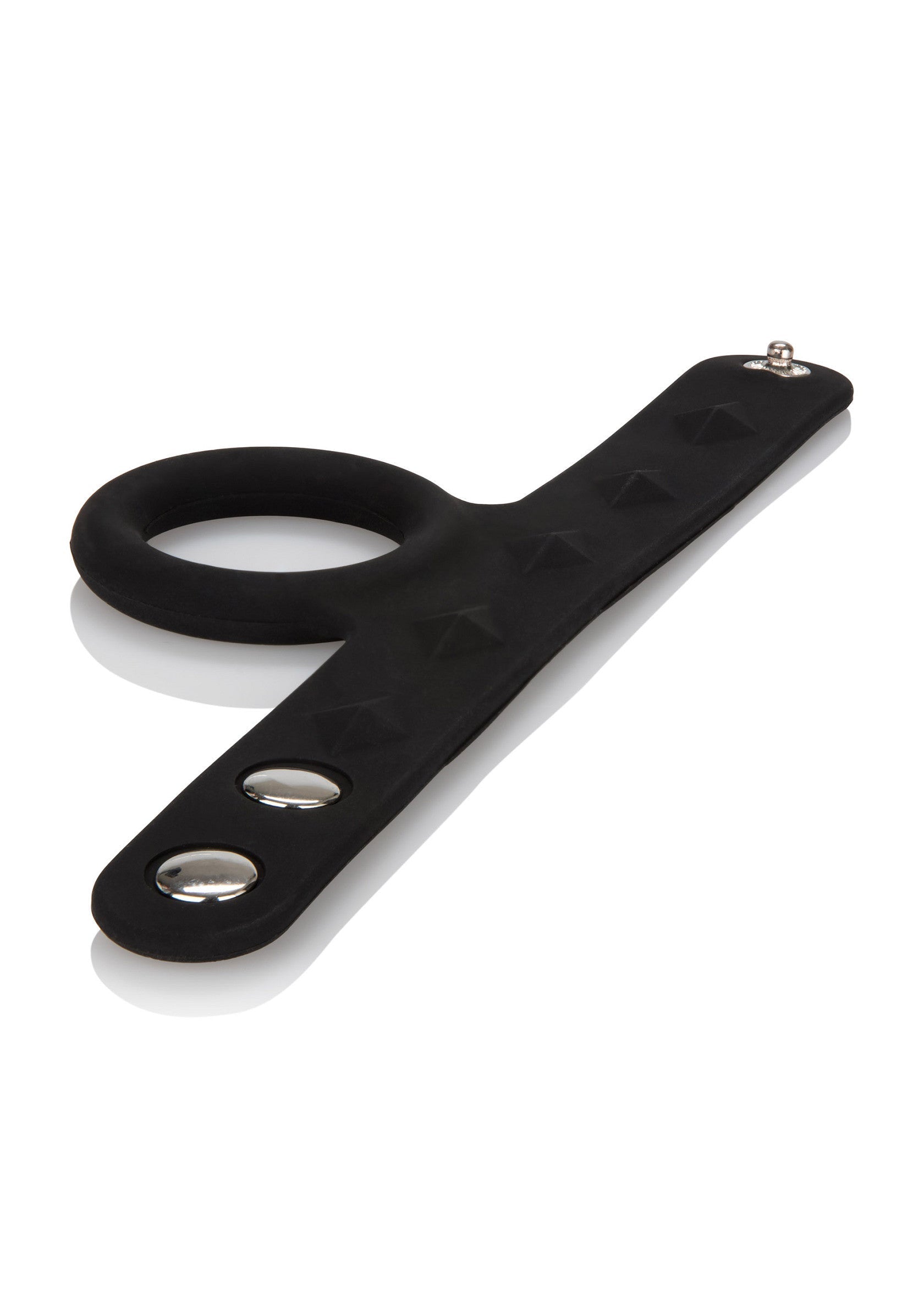 Anneau pénien vibrant noir avec picots en silicone, pour des sensations intenses.; Zwarte vibrerende penisring met siliconen noppen voor intense sensaties.; Black vibrating cock ring with silicone nubs for intense sensations.
