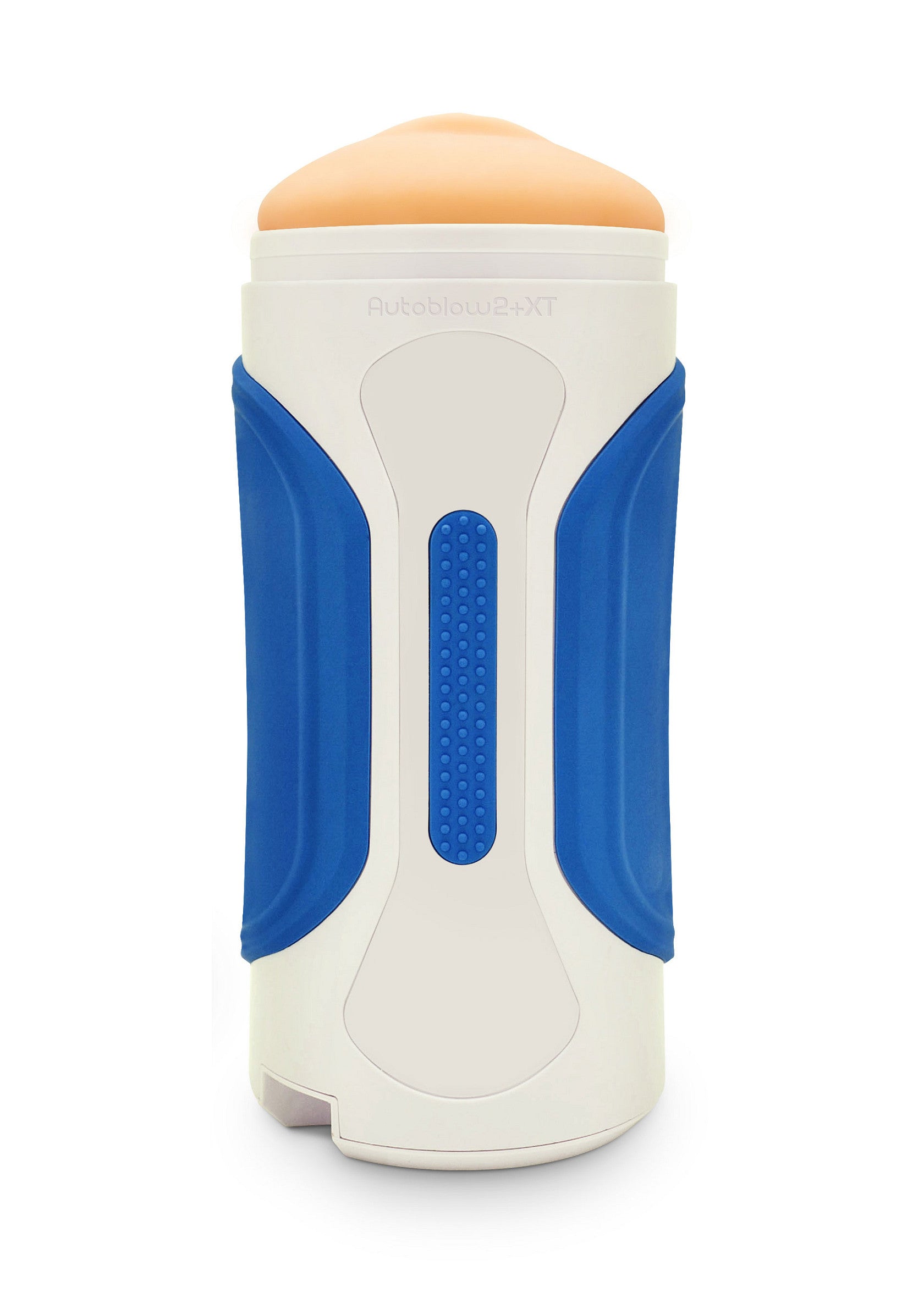 Manchon masturbatoire bleu et blanc pour hommes. Jouet sexuel pour adultes.; Blauw-witte masturbator voor mannen. Seksueel speeltje voor volwassenen.; Blue and white masturbator sleeve for men. Adult sex toy.