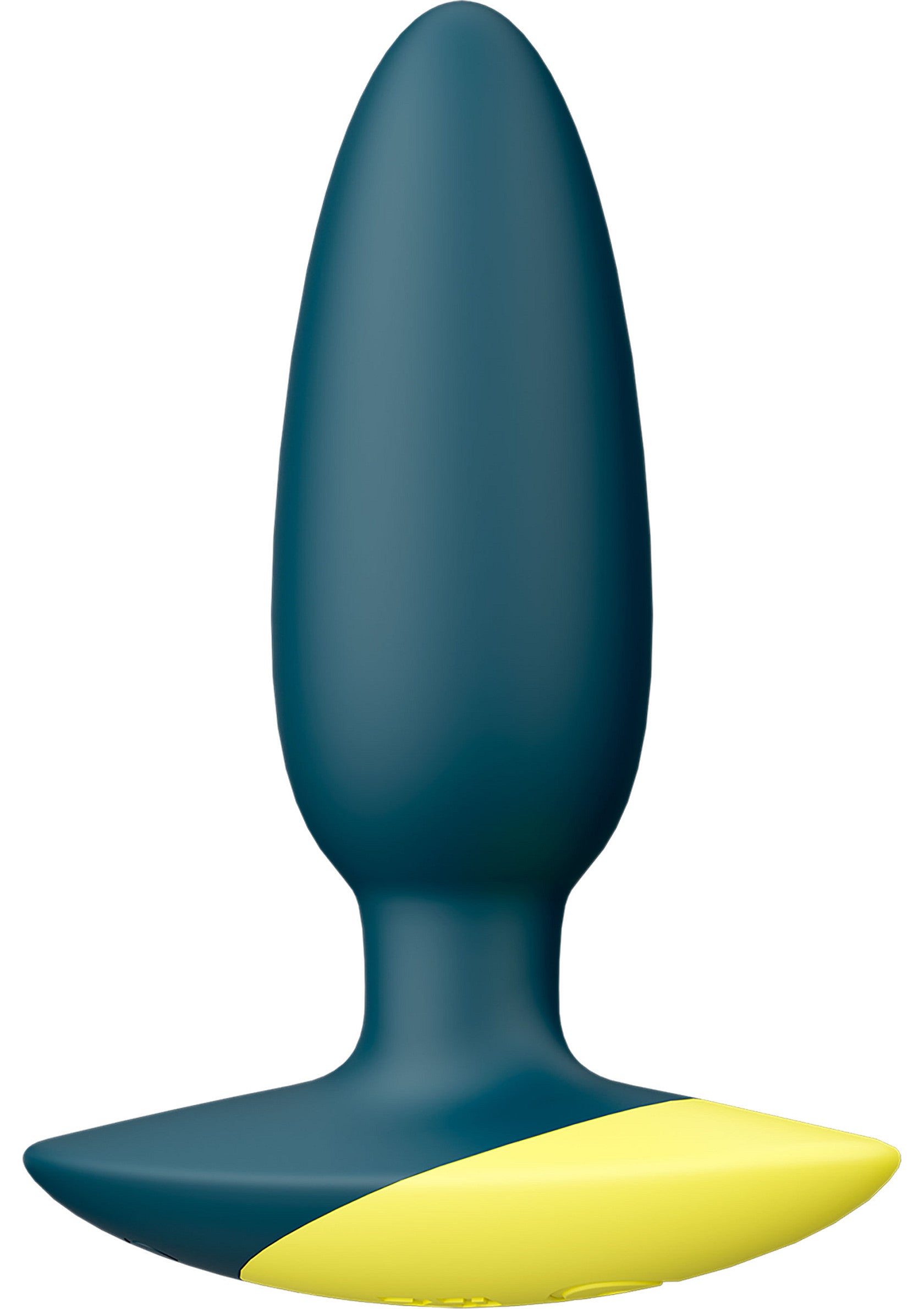 Plug anal bleu pétrole et jaune pour le plaisir; Petroleumblauw en gele buttplug voor genot; Teal and yellow buttplug for pleasure