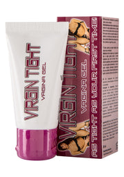 Gel vaginal raffermissant Virgin Tight. Retrouvez la sensation de votre première fois. Discrétion assurée.; Virgin Tight verstevigende vaginale gel. Herbeleef het gevoel van de eerste keer. Discrete verzending.; Virgin Tight vagina tightening gel. Regain the feeling of your first time. Discreet shipping.
