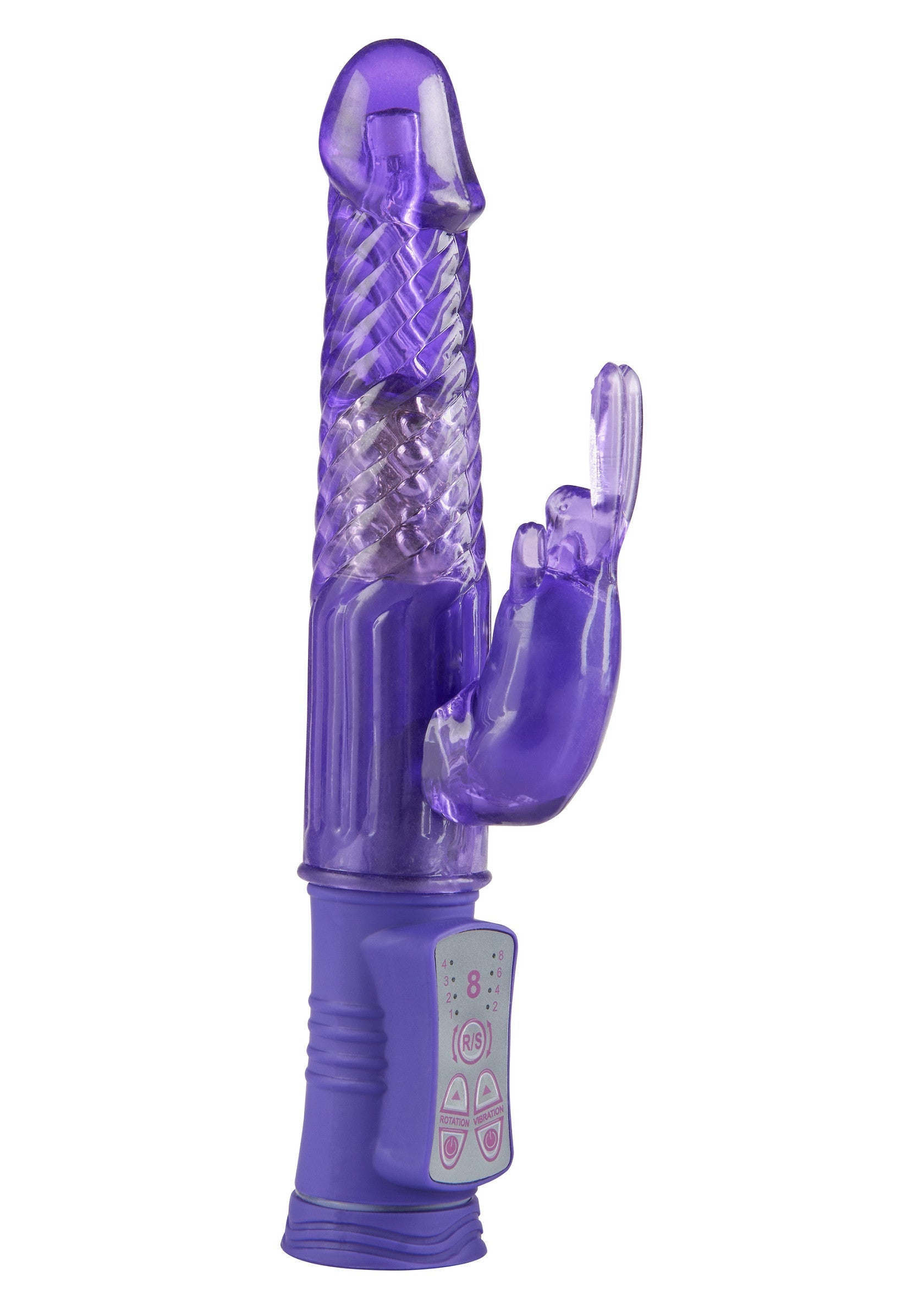 Vibromasseur violet pour le plaisir personnel.; Paarse vibrator voor persoonlijk plezier.; Purple vibrator for personal pleasure.