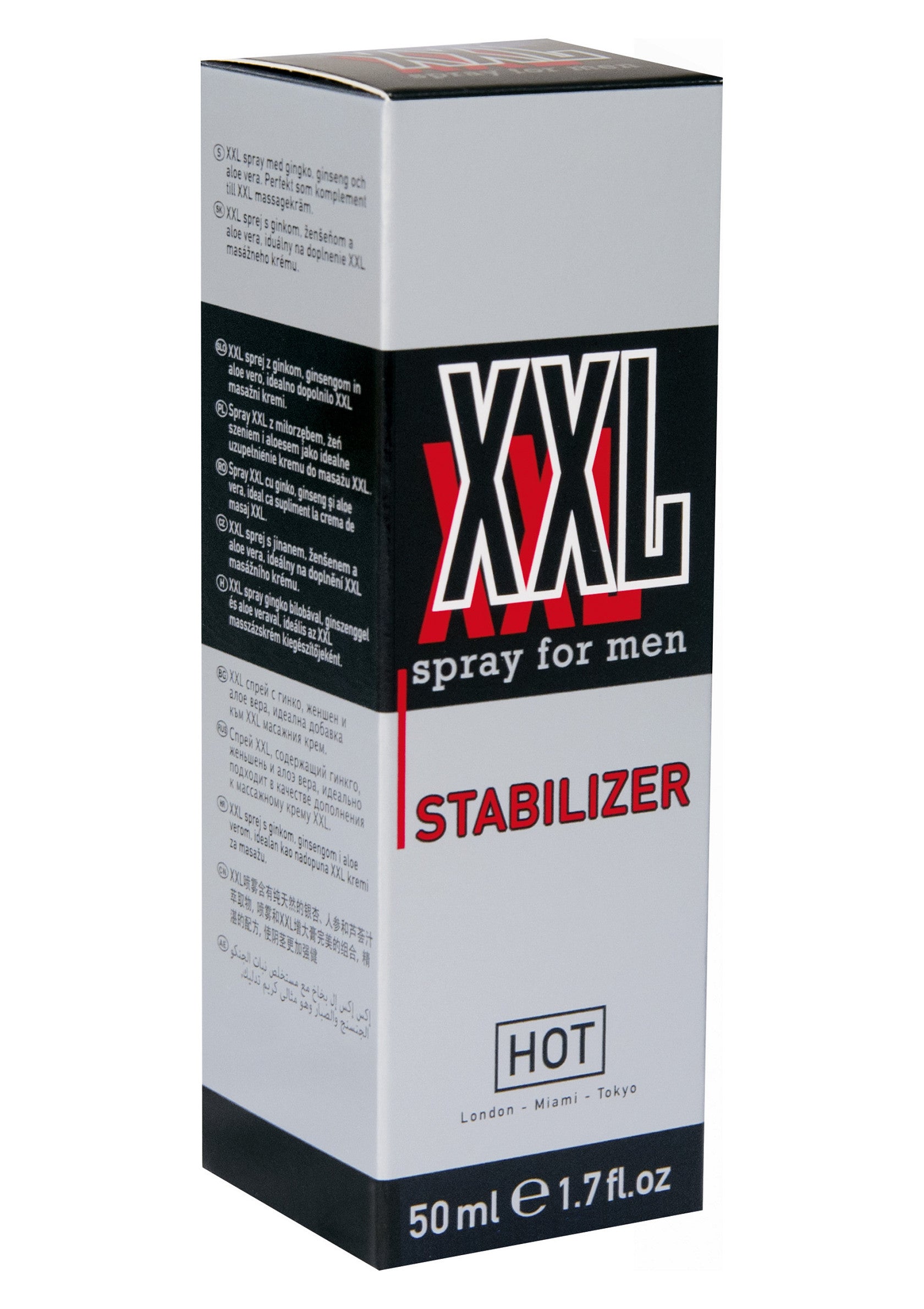 Spray XXL Stabilizer pour hommes. Contenance: 50ml.; XXL Stabilizer spray voor mannen. Inhoud: 50ml.; XXL Stabilizer spray for men. Volume: 50ml.