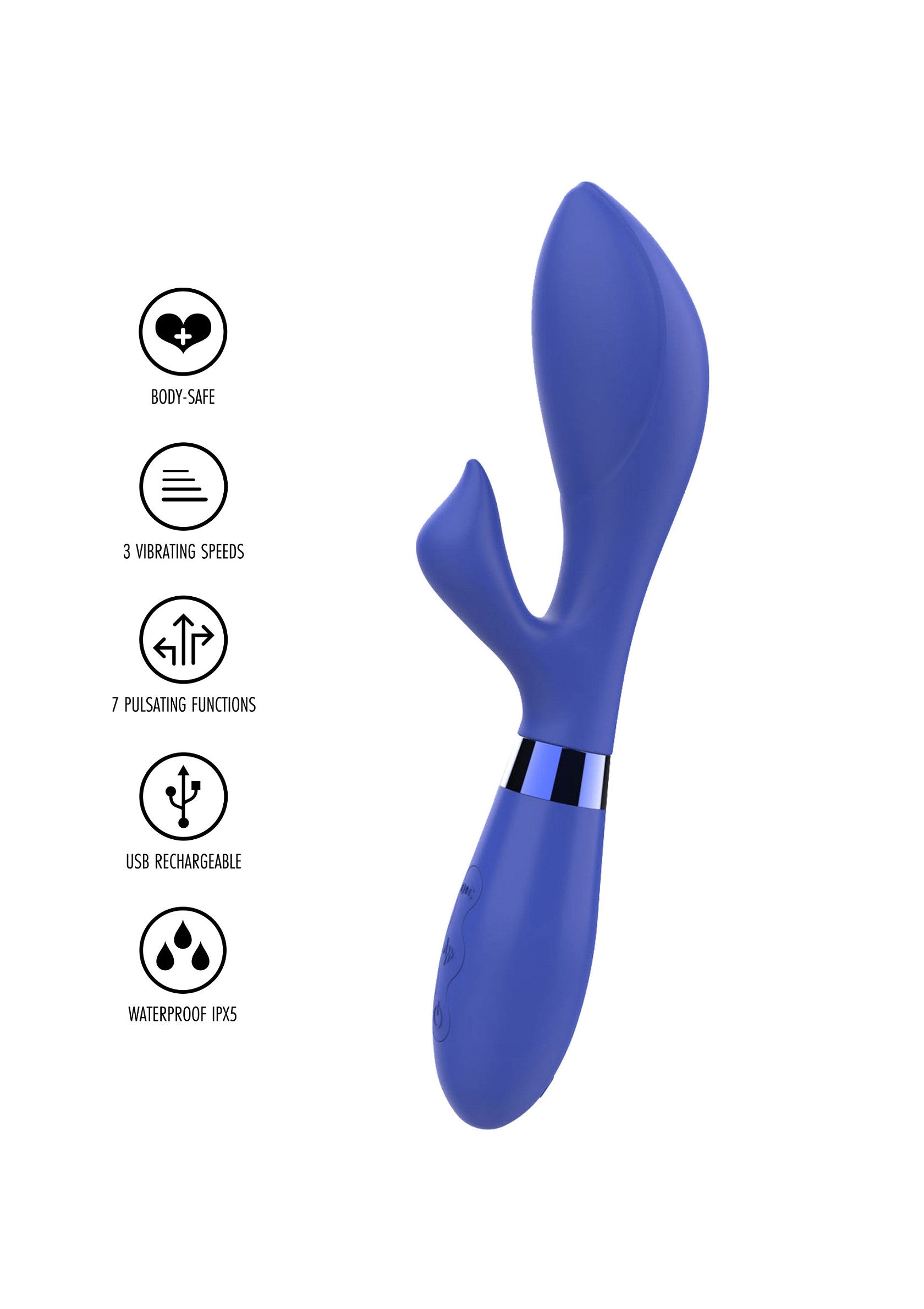 Vibromasseur violet avec 3 vitesses, 7 fonctions, rechargeable USB et étanche. Plaisir garanti !; Paarse vibrator met 3 snelheden, 7 functies, USB oplaadbaar en waterdicht. Gegarandeerd plezier!; Purple vibrator with 3 speeds, 7 functions, USB rechargeable, and waterproof. Guaranteed pleasure!