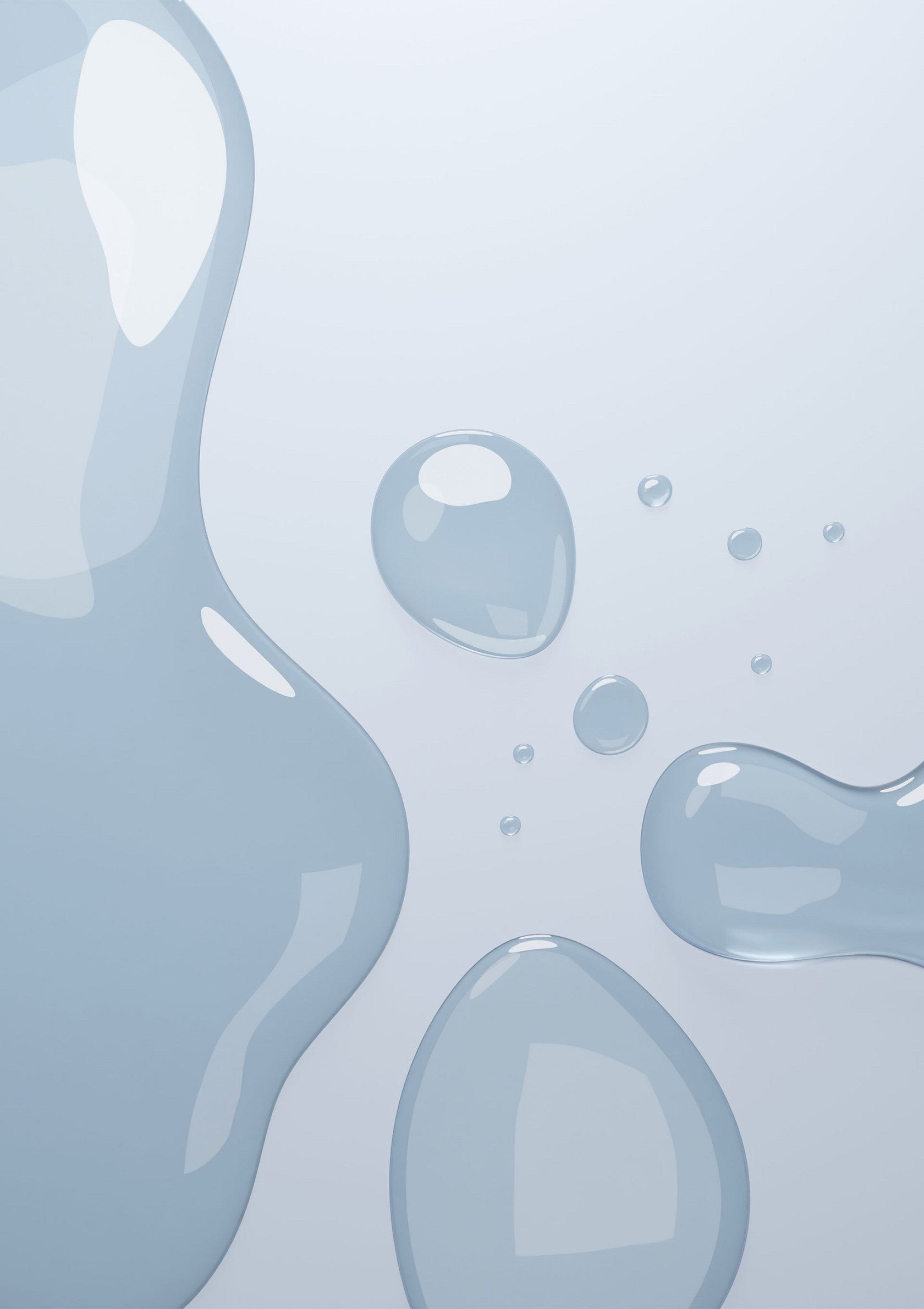 Gouttes d'eau translucides sur fond clair. Hydratation et pureté pour vos produits.; Transparante waterdruppels op een lichte achtergrond. Hydratatie en zuiverheid voor uw producten.; Translucent water drops on light background. Hydration and purity for your products.