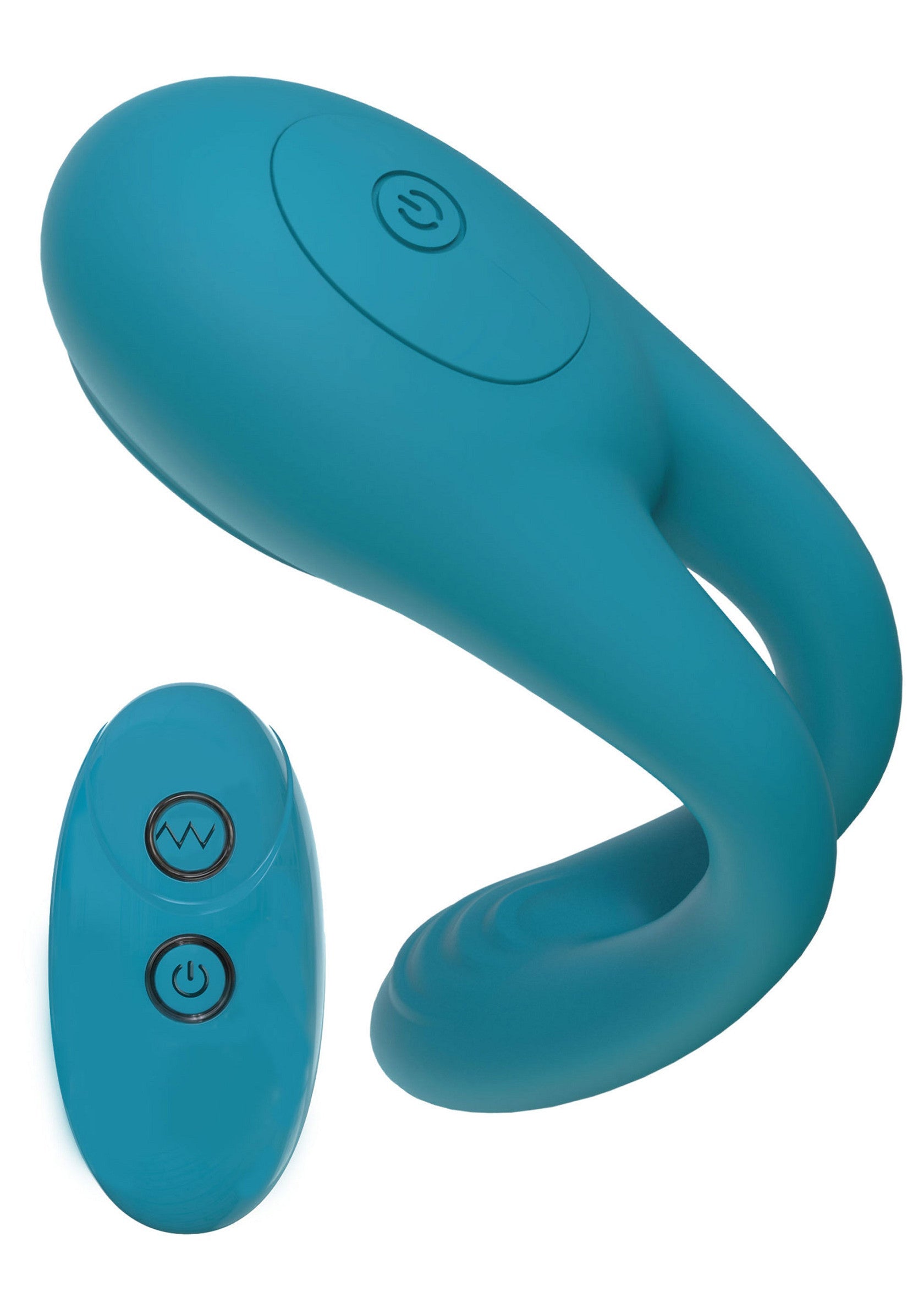 Masseur clitoridien vibrant bleu avec télécommande sans fil. Jouet intime pour le plaisir solitaire ou en couple.; Blauwe vibrerende clitorismassager met draadloze afstandsbediening. Intiem speeltje voor solo of koppel plezier.; Blue vibrating clitoral massager with wireless remote. Intimate toy for solo or couple play.