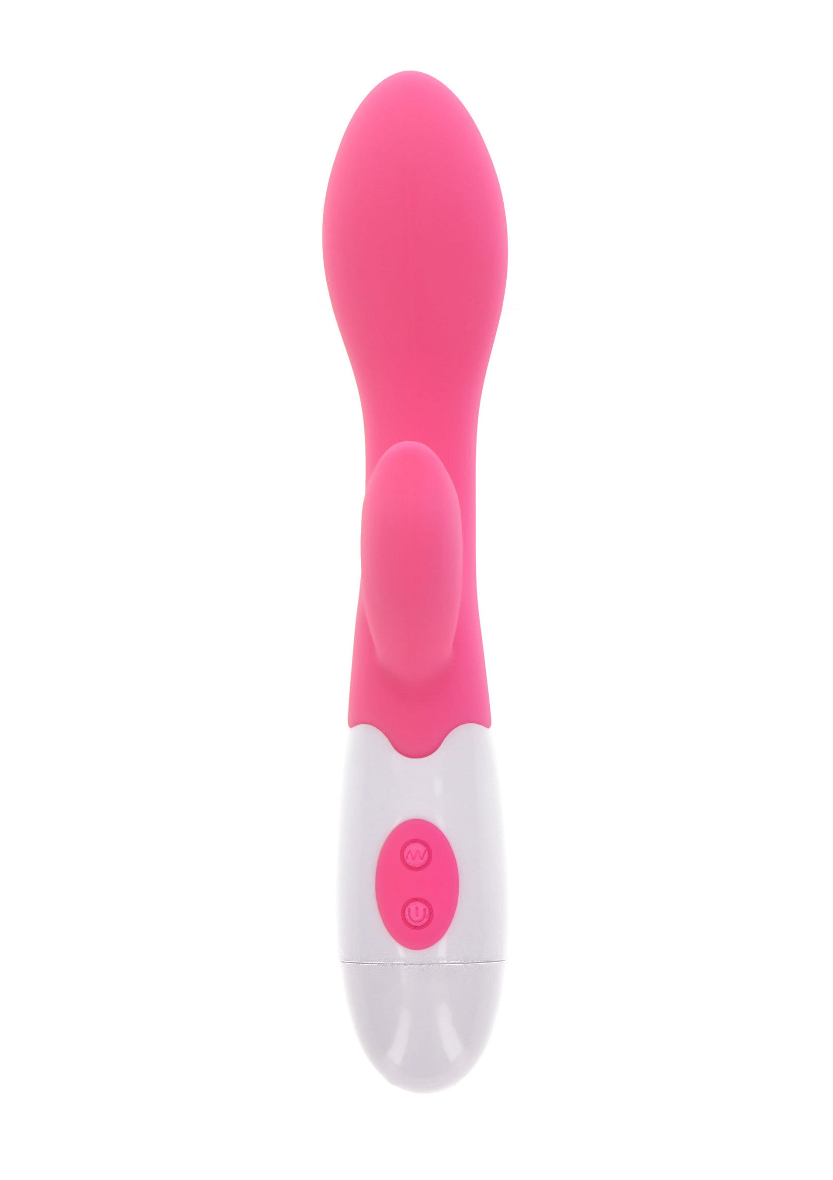 Vibromasseur rose et blanc, pour le plaisir féminin. Design ergonomique et discret. Idéal pour les débutants.; Roze en witte vibrator voor vrouwelijk genot. Ergonomisch en discreet design. Ideaal voor beginners.; Pink and white vibrator, for women's pleasure. Ergonomic and discreet design. Ideal for beginners.