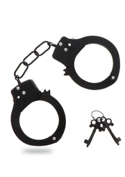 Menottes noires avec clés pour jeux coquins. Découvrez notre collection de jouets adultes.; Zwarte handboeien met sleutels voor ondeugende spelletjes. Ontdek onze collectie volwassen speeltjes.; Black handcuffs with keys for kinky games. Discover our adult toys collection.