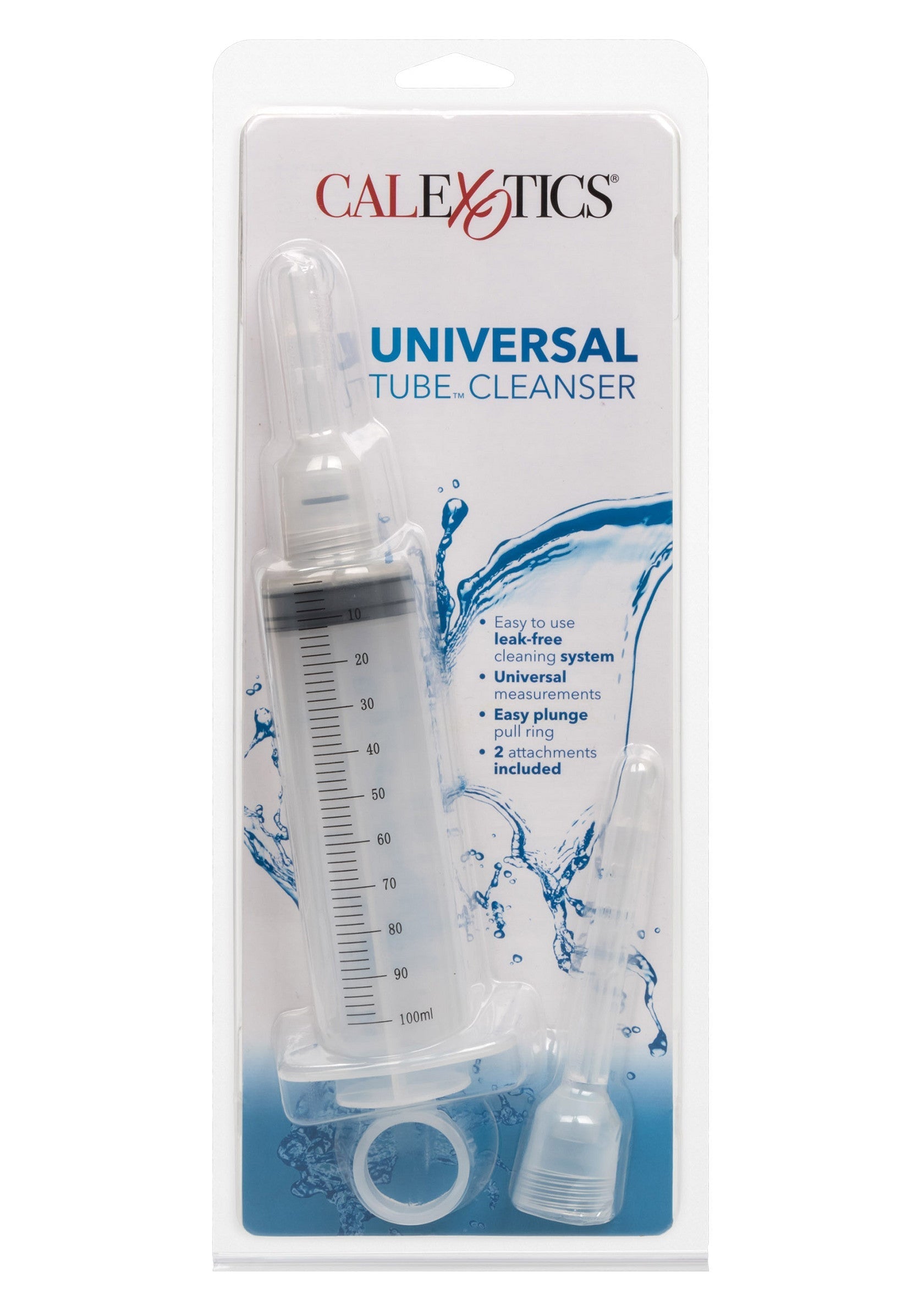 Nettoyant universel pour tubes CalExotics. Facile à utiliser, système étanche, mesures universelles. ; CalExotics Universele buisreiniger. Makkelijk te gebruiken, lekvrij systeem, universele metingen.; CalExotics Universal Tube Cleanser. Easy to use, leak-free system, universal measurements.