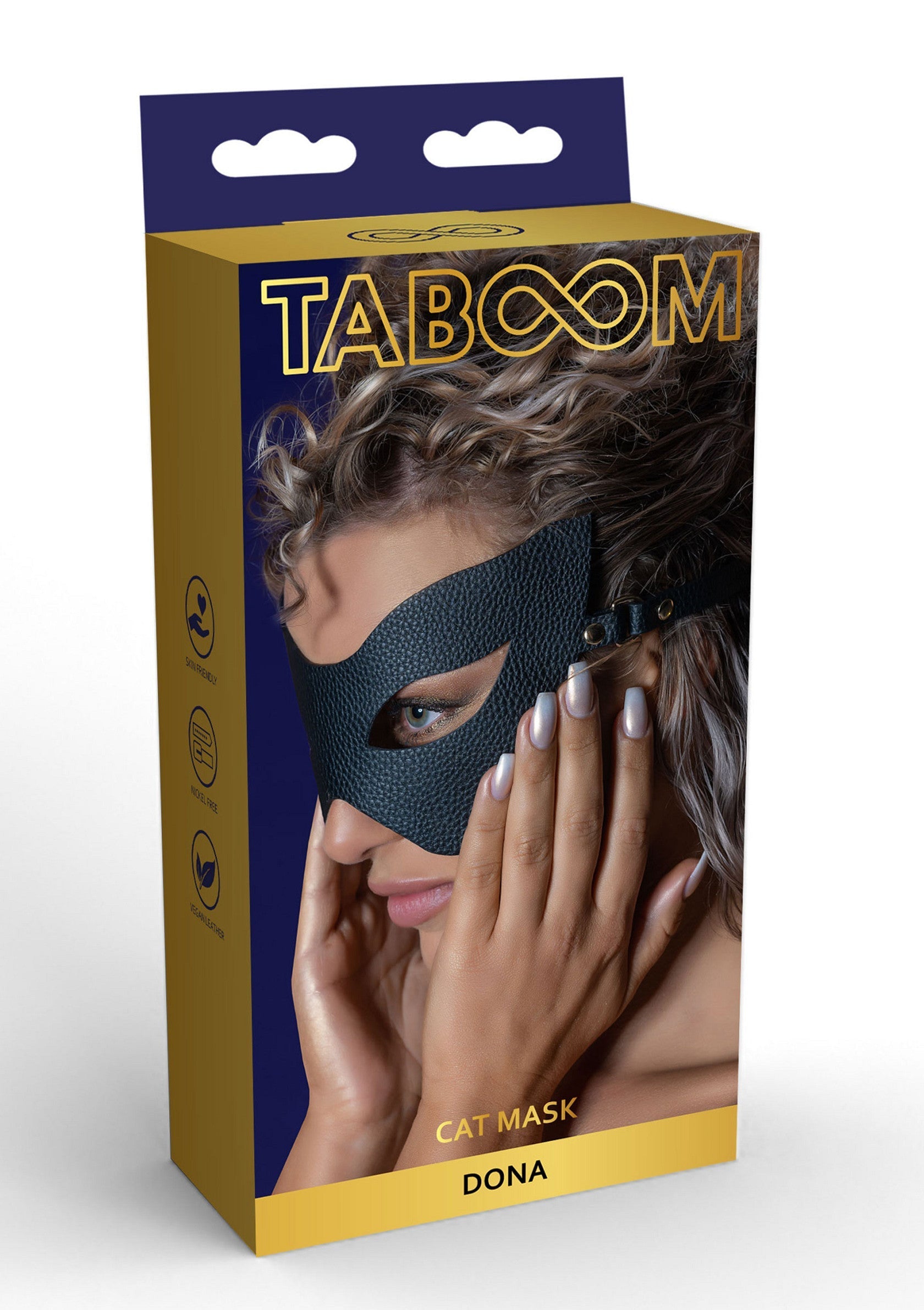 Masque de chat Taboom Dona. Accessoire de lingerie séduisant pour un jeu de rôle coquin.; Taboom Dona kattenmasker. Verleidelijk lingerie-accessoire voor stout rollenspel.; Taboom Dona cat mask. Seductive lingerie accessory for naughty roleplay.