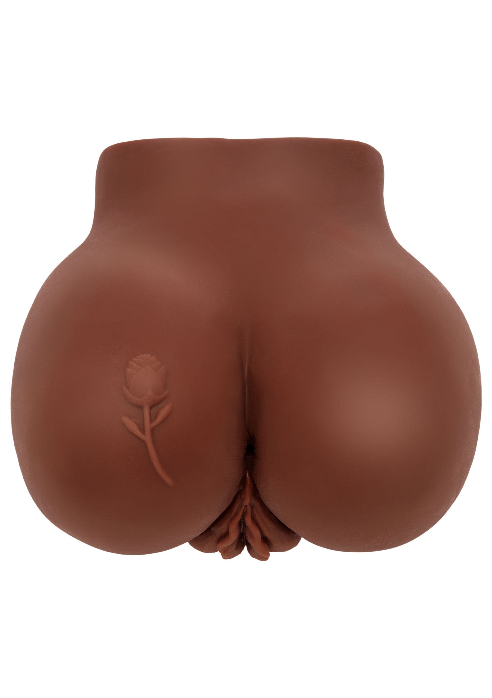 Sextoy réaliste en forme de fesses avec un tatouage de rose.; Realistisch seksspeeltje in de vorm van een kont met roos tattoo.; Realistic butt sex toy with a rose tattoo.