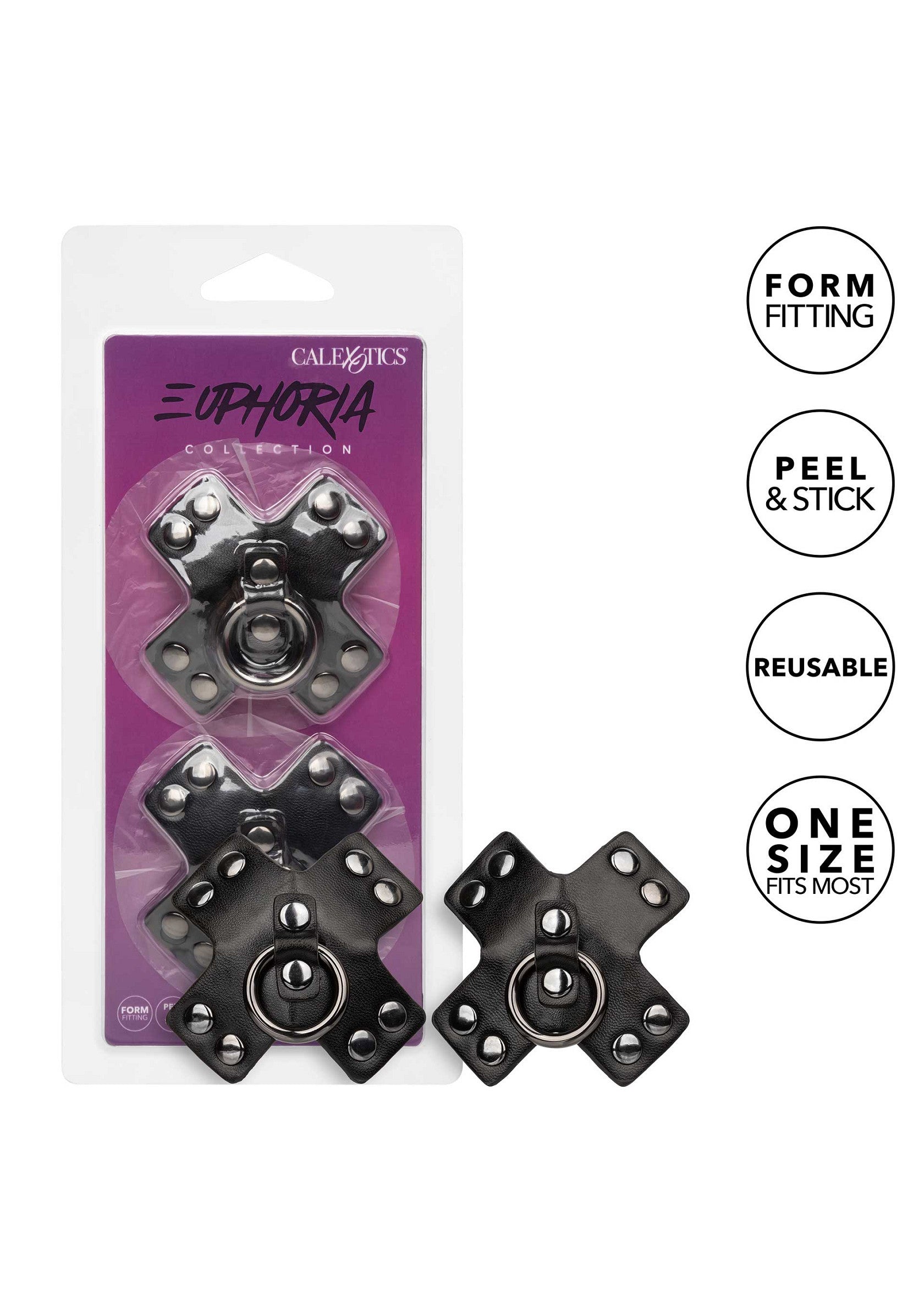 Cache-tétons Euphoria Collection réutilisables, autocollants et une taille unique.; Euphoria Collection tepelbedekkers, herbruikbaar, zelfklevend en one size fits most.; Euphoria Collection pasties reusable, peel & stick, and one size fits most.