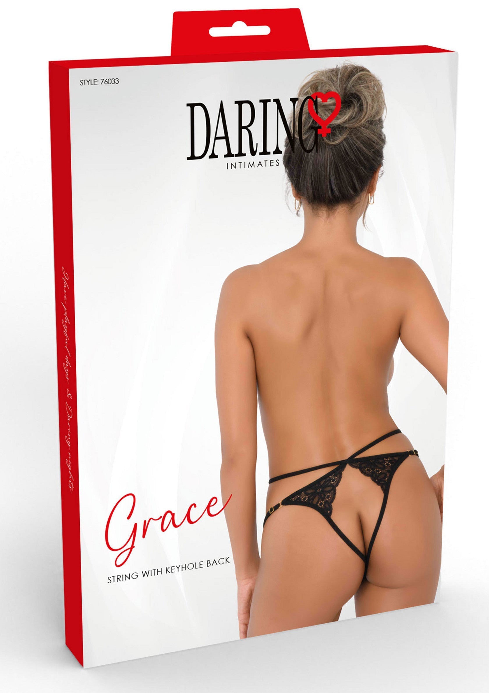 String Grace Daring Intimates avec dos trou de serrure, lingerie séduisante.; Grace string met sleutelgat achterkant van Daring Intimates, verleidelijke lingerie.; Grace string with keyhole back from Daring Intimates, seductive lingerie.