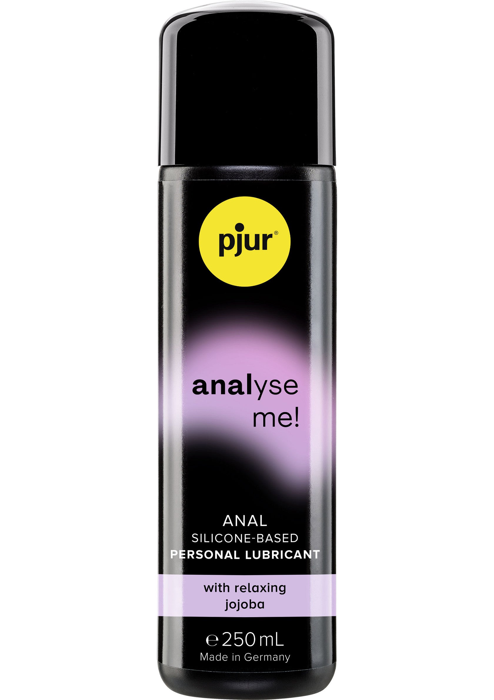Lubrifiant anal à base de silicone Pjur Analyse Me! avec jojoba apaisant. Pour un plaisir intense et relaxant. 250ml; Pjur Analyse Me! anaal glijmiddel op siliconenbasis met verzachtende jojoba. Voor intens en ontspannen genot. 250ml; Pjur Analyse Me! silicone-based anal lubricant with soothing jojoba. For intense and relaxed pleasure. 250ml