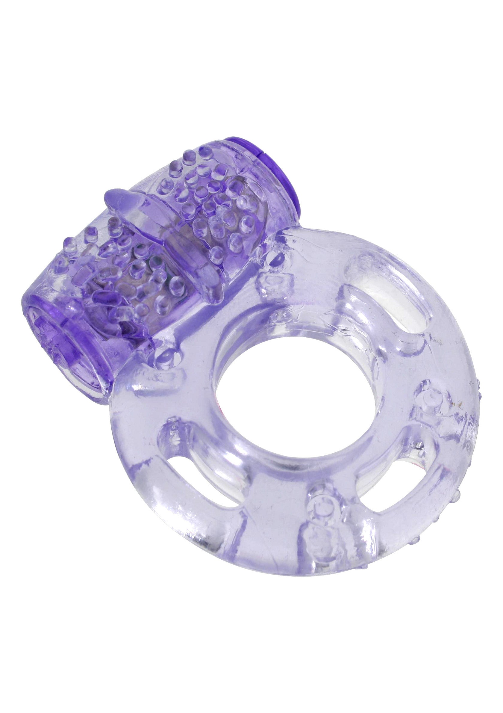 Anneau vibrant violet texturé pour plus de plaisir. Jouet pour adultes stimulant et intense pour couple.; Getextureerde, paarse vibrerende ring voor extra plezier. Stimulerend en intens seksspeeltje voor koppels.; Textured, purple vibrating ring for extra pleasure. Stimulating and intense adult toy for couples.