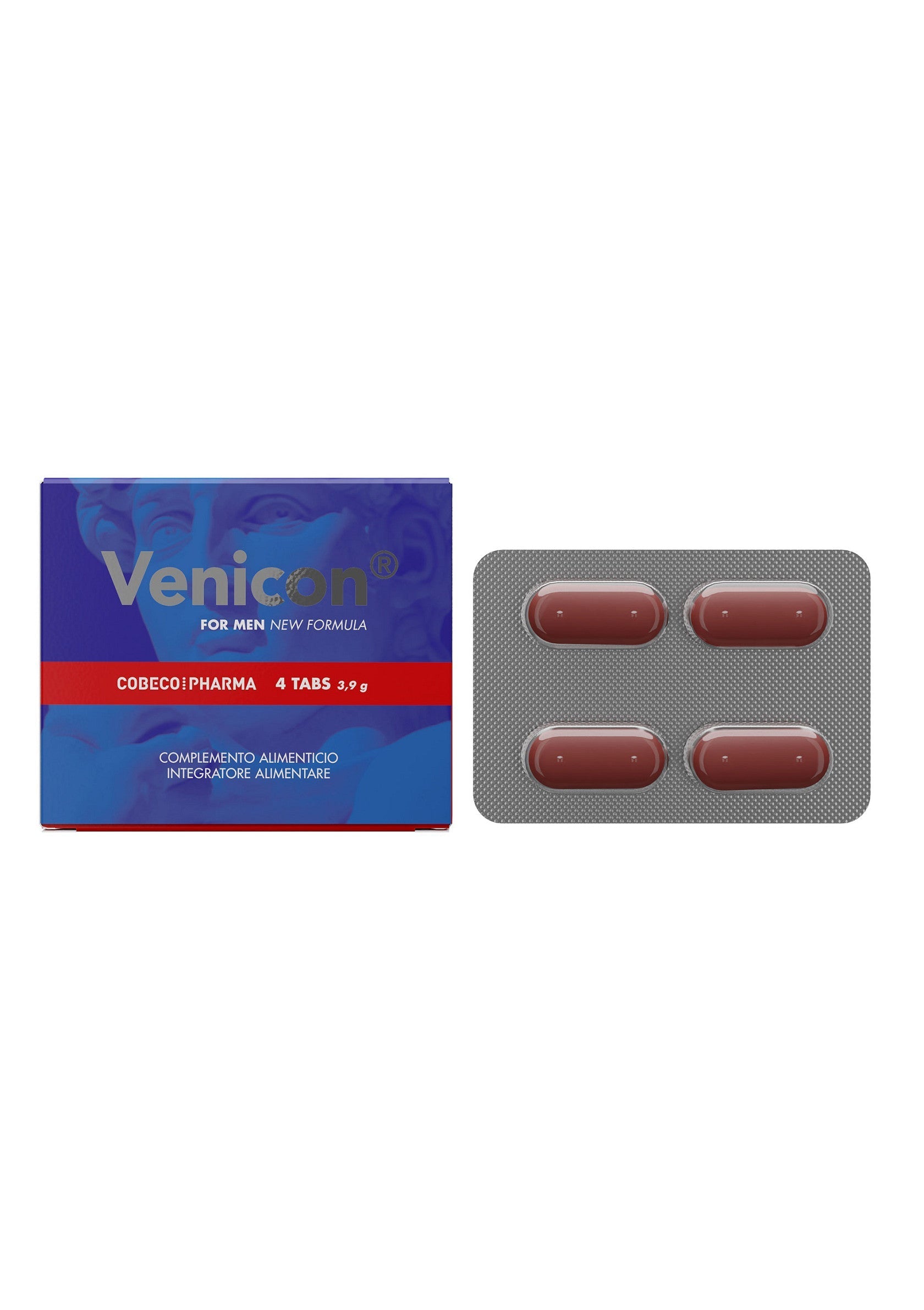 Venicon pour hommes nouvelle formule - complément alimentaire pour la vitalité masculine, 4 comprimés.; Venicon voor mannen nieuwe formule - voedingssupplement voor mannelijke vitaliteit, 4 tabletten.; Venicon for men new formula - dietary supplement for male vitality, 4 tabs.