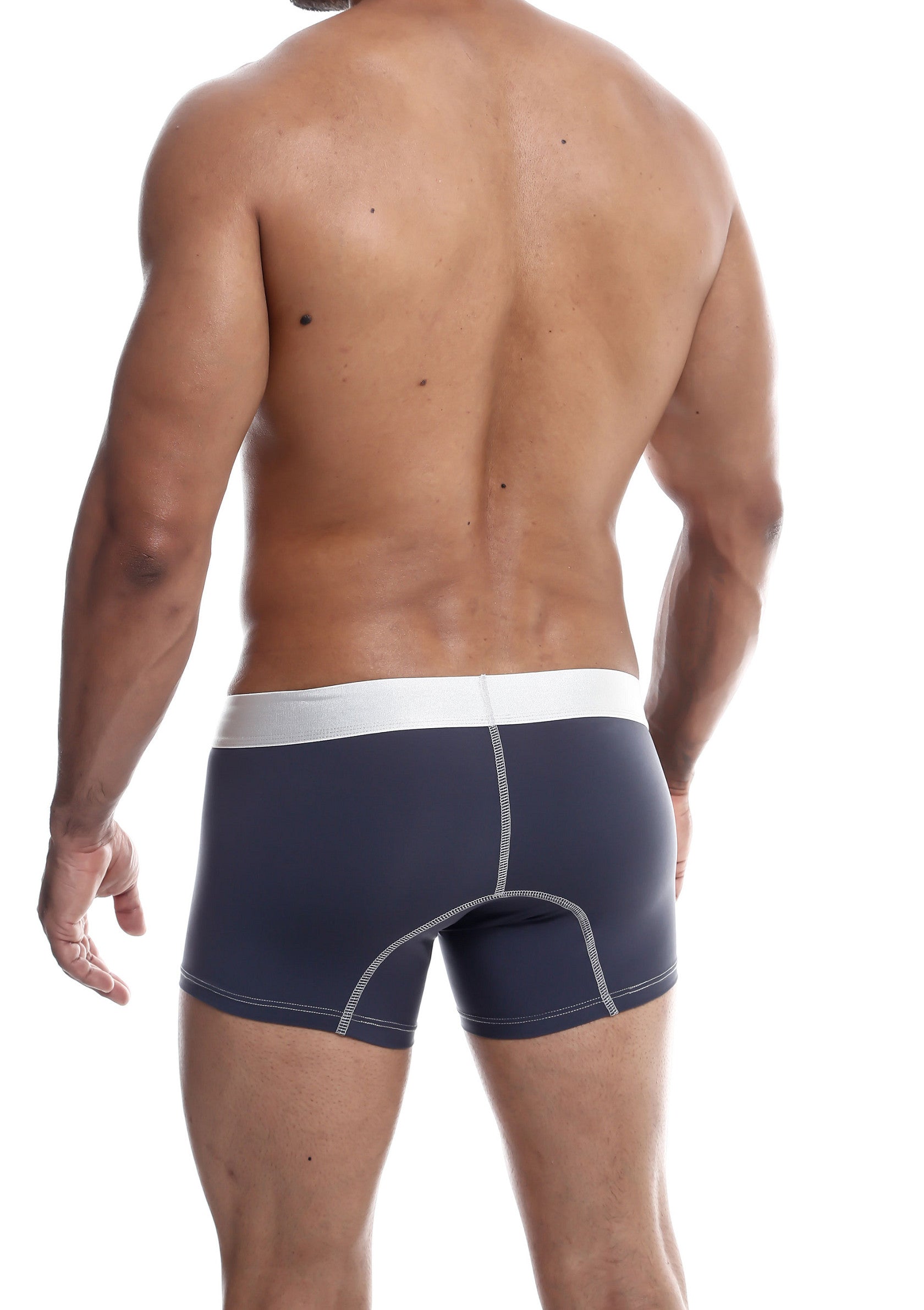 Boxer pour homme bleu marine avec ceinture blanche. Confort et style assurés!; Marineblauwe herenboxer met witte tailleband. Gegarandeerd comfort en stijl!; Navy blue men's boxer briefs with white waistband. Guaranteed comfort and style!