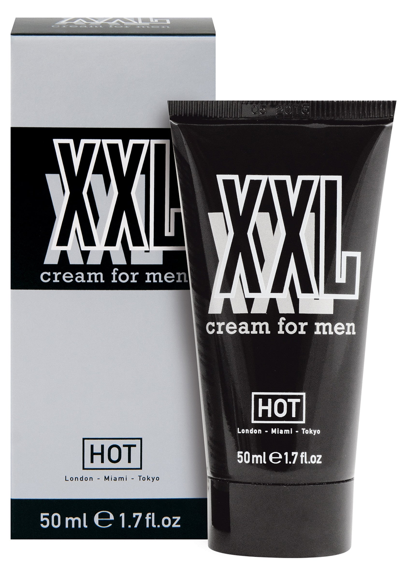 XXL Crème pour homme, pour un soin masculin intense et une peau douce. Disponible en tube de 50ml.; XXL Crème voor mannen, voor intensieve mannelijke verzorging en een zachte huid. Beschikbaar in een tube van 50 ml.; XXL cream for men. For intense male care and soft skin. Available in a 50ml tube.
