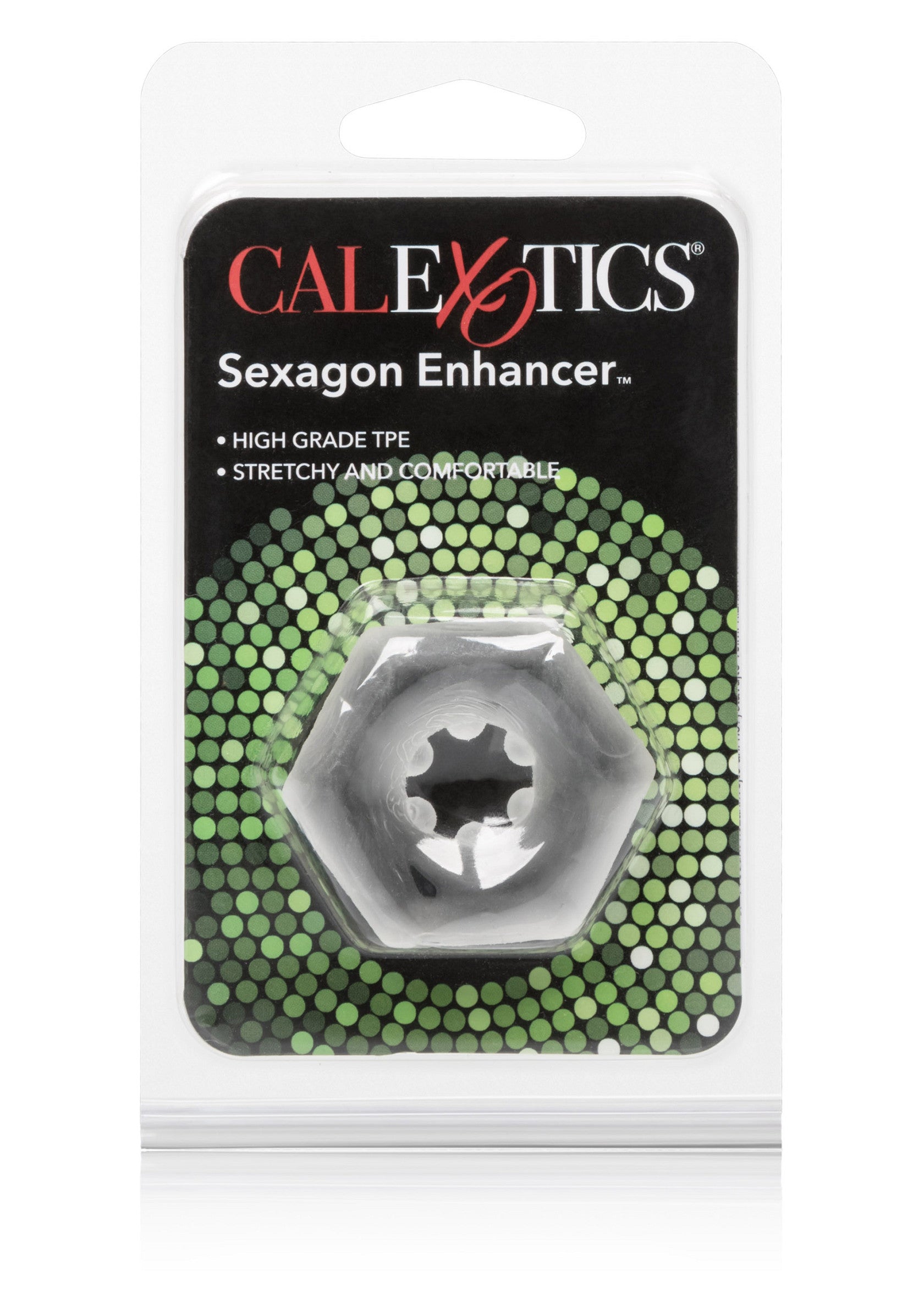 CalExotics Sexagon Enhancer : Améliorez votre plaisir avec cet accessoire en TPE de haute qualité, extensible et confortable.; CalExotics Sexagon Enhancer: Verbeter je plezier met dit hoogwaardige TPE accessoire, rekbaar en comfortabel.; CalExotics Sexagon Enhancer: Enhance your pleasure with this high-grade TPE accessory, stretchy and comfortable.