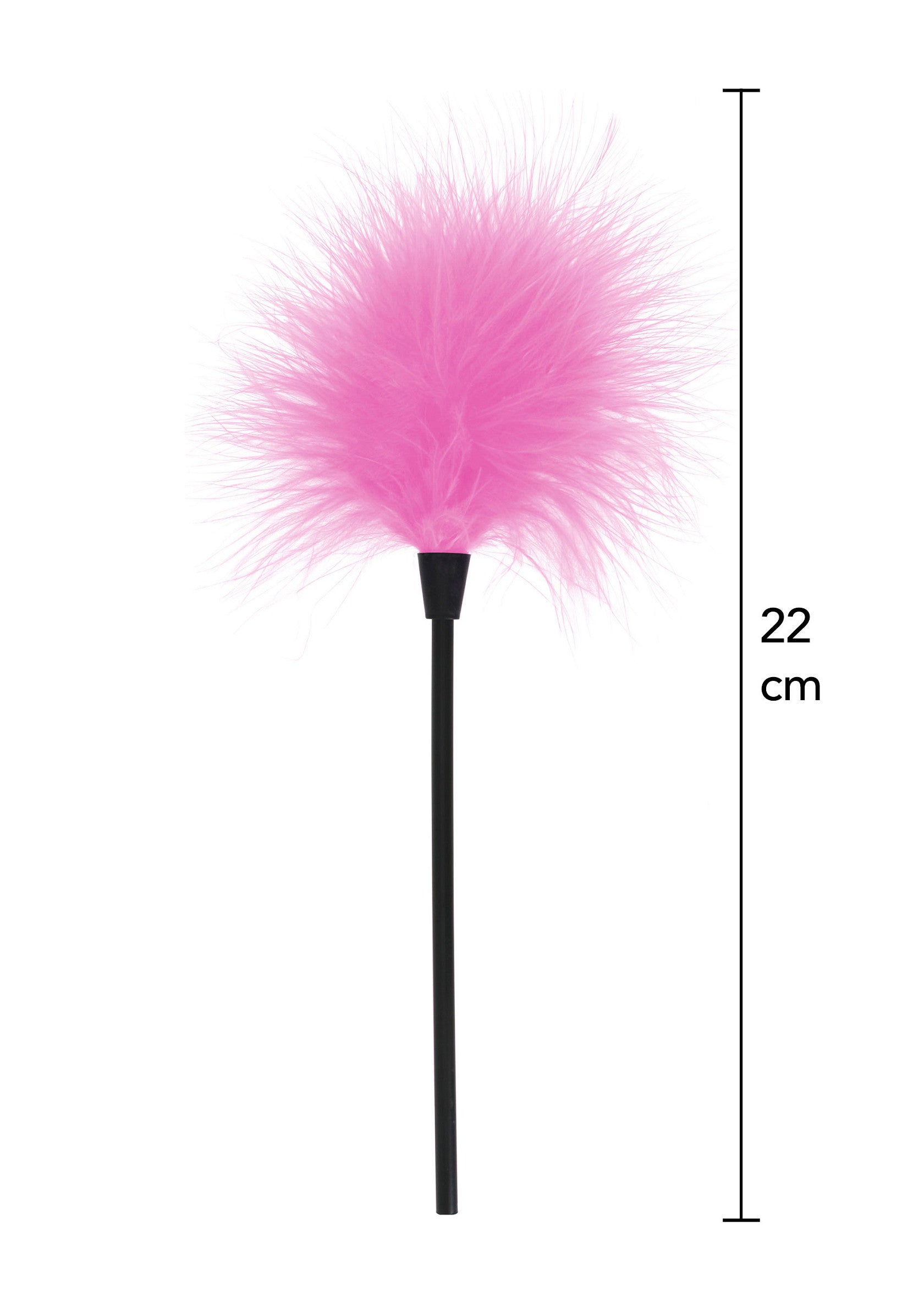 Plumeau rose de 22 cm pour chatouilles coquines et jeux de rôle amusants.; Roze pluizenveger van 22 cm voor ondeugende kietelspelletjes en leuke rollenspellen.; 22cm pink feather tickler for naughty tickle games and fun role-playing.