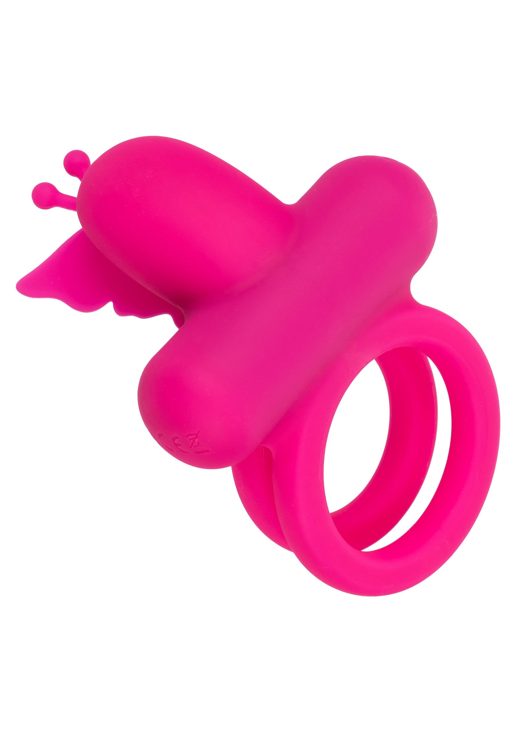 Anneau pénien vibrant rose avec motif abeille pour plus de plaisir.; Roze vibrerende penisring met bijenmotief voor extra genot.; Pink vibrating cock ring with bee design for added pleasure.