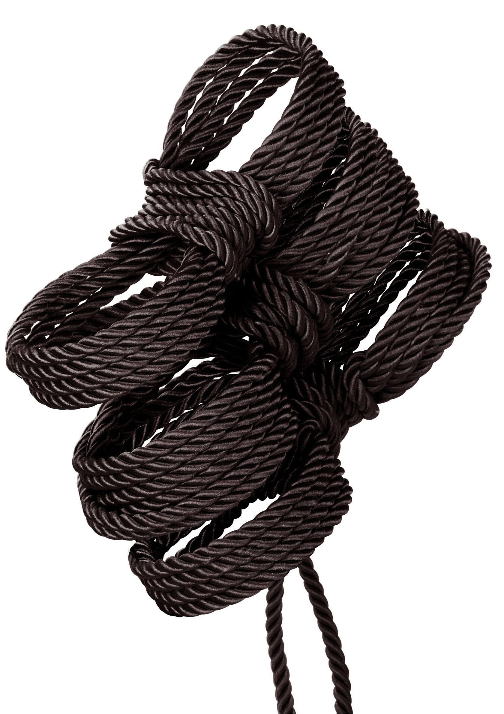 Corde torsadée marron nouée. Idéal pour la décoration ou les travaux manuels.; Bruin gedraaid touw met knoop. Ideaal voor decoratie of handwerk.; Brown twisted rope with a knot. Ideal for decoration or handicrafts.