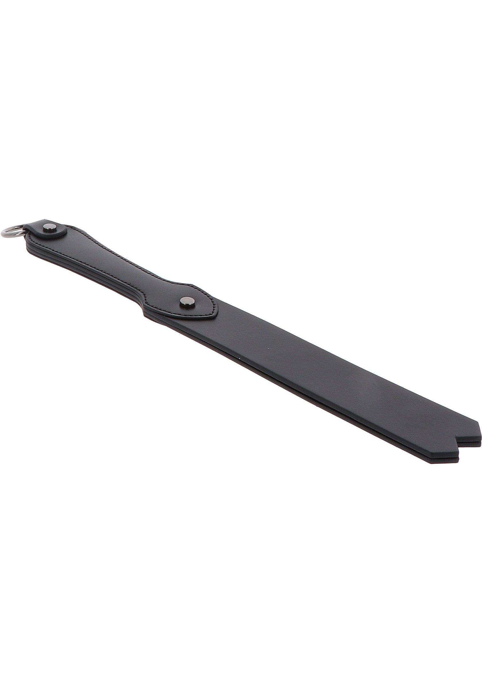Palette en cuir noir pour jeux de rôle et BDSM. Accessoire de domination de haute qualité.; Zwarte leren paddle voor rollenspel en BDSM. Hoogwaardig dominatie accessoire.; Black leather paddle for roleplay & BDSM. High-quality domination accessory.