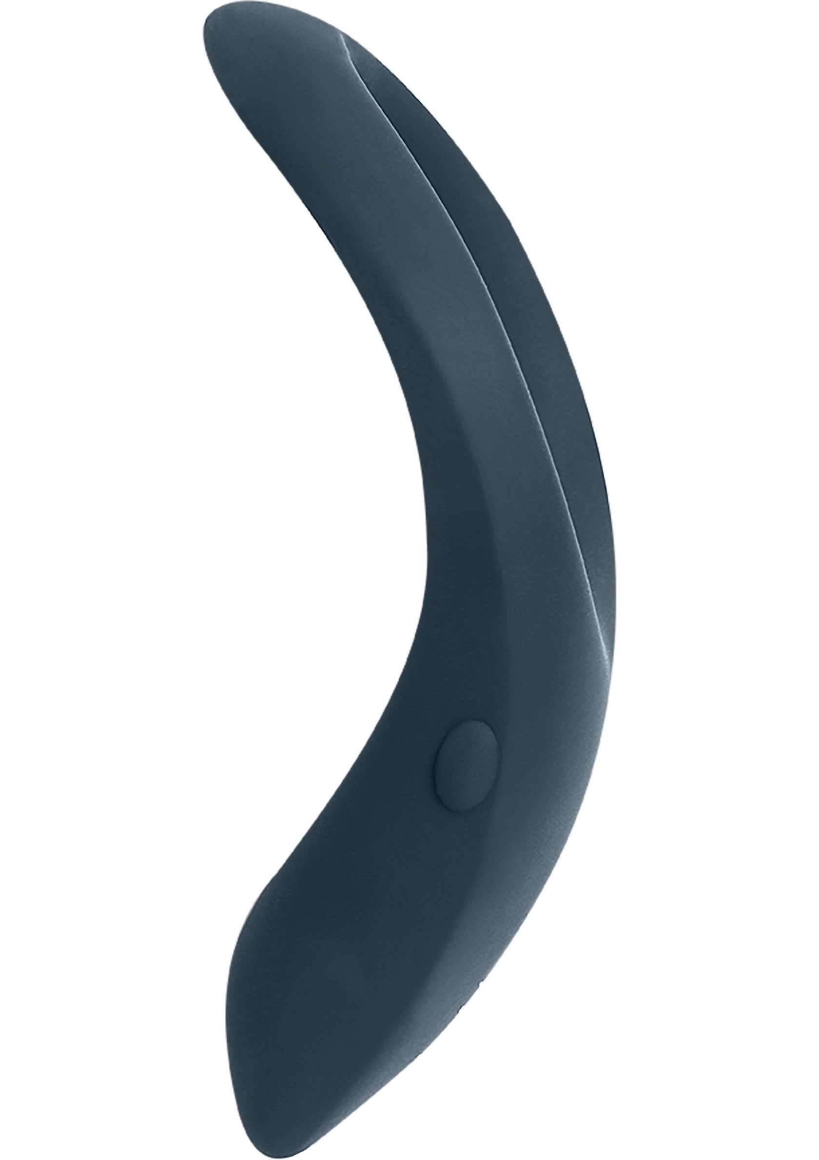 Vibromasseur double point en silicone bleu ardoise pour un plaisir intense.; Leisteenblauwe siliconen dubbele punt vibrator voor intens plezier.; Slate blue silicone dual-point vibrator for intense pleasure.