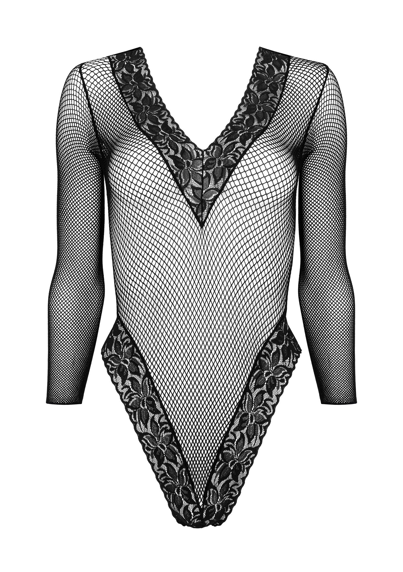 Body résille noir sexy avec dentelle. Lingerie audacieuse et séduisante.; Sexy zwarte visnetbody met kant. Uitdagende en verleidelijke lingerie.; Sexy black fishnet bodysuit with lace. Daring and seductive lingerie.