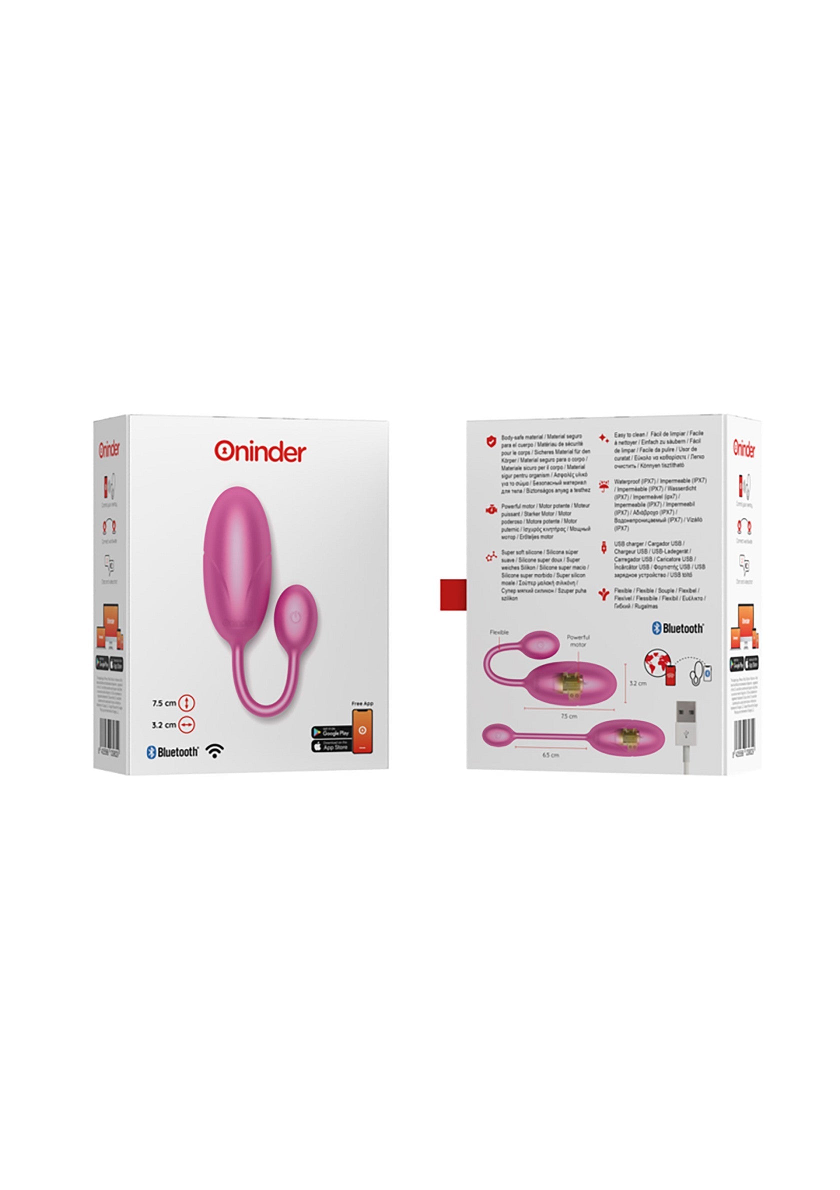 Coffret de jouets pour adultes Oninder avec une forme de balle rose et un long manche fin.; Oninder adult speelgoed set met een roze balvorm en een lange dunne handgreep.; Oninder adult toy set with a pink ball shape and a long thin handle.
