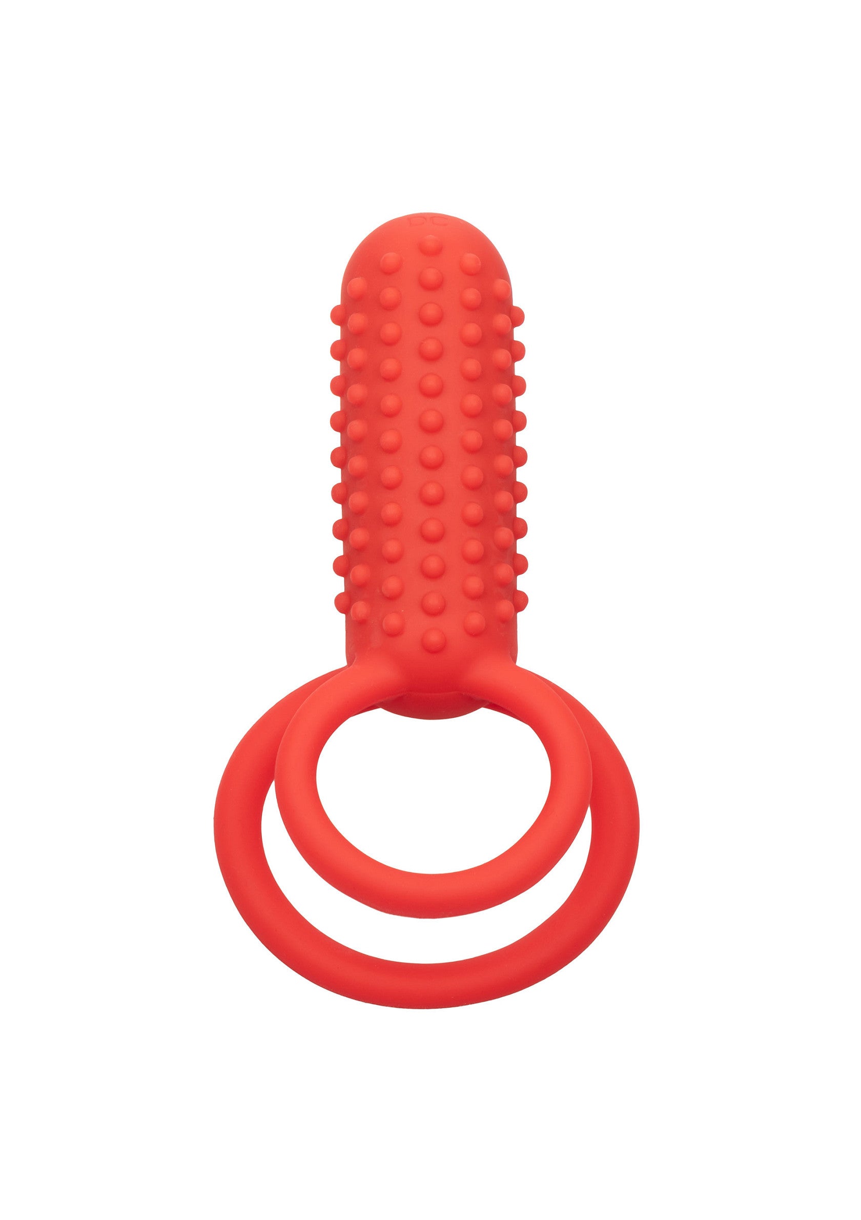 Anneau pénien texturé rouge pour hommes. Augmente le plaisir et l'endurance.; Rode getextureerde penisring voor mannen. Verhoogt het genot en uithoudingsvermogen.; Red textured cock ring for men. Increases pleasure and stamina.