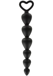 Perles anales en silicone noir avec poignée en forme de cœur. Jouet pour adultes pour le plaisir anal.; Zwarte siliconen anale kralen met hartvormige handgreep. Volwassen speeltje voor anaal genot.; Black silicone anal beads with heart-shaped handle. Adult toy for anal pleasure.