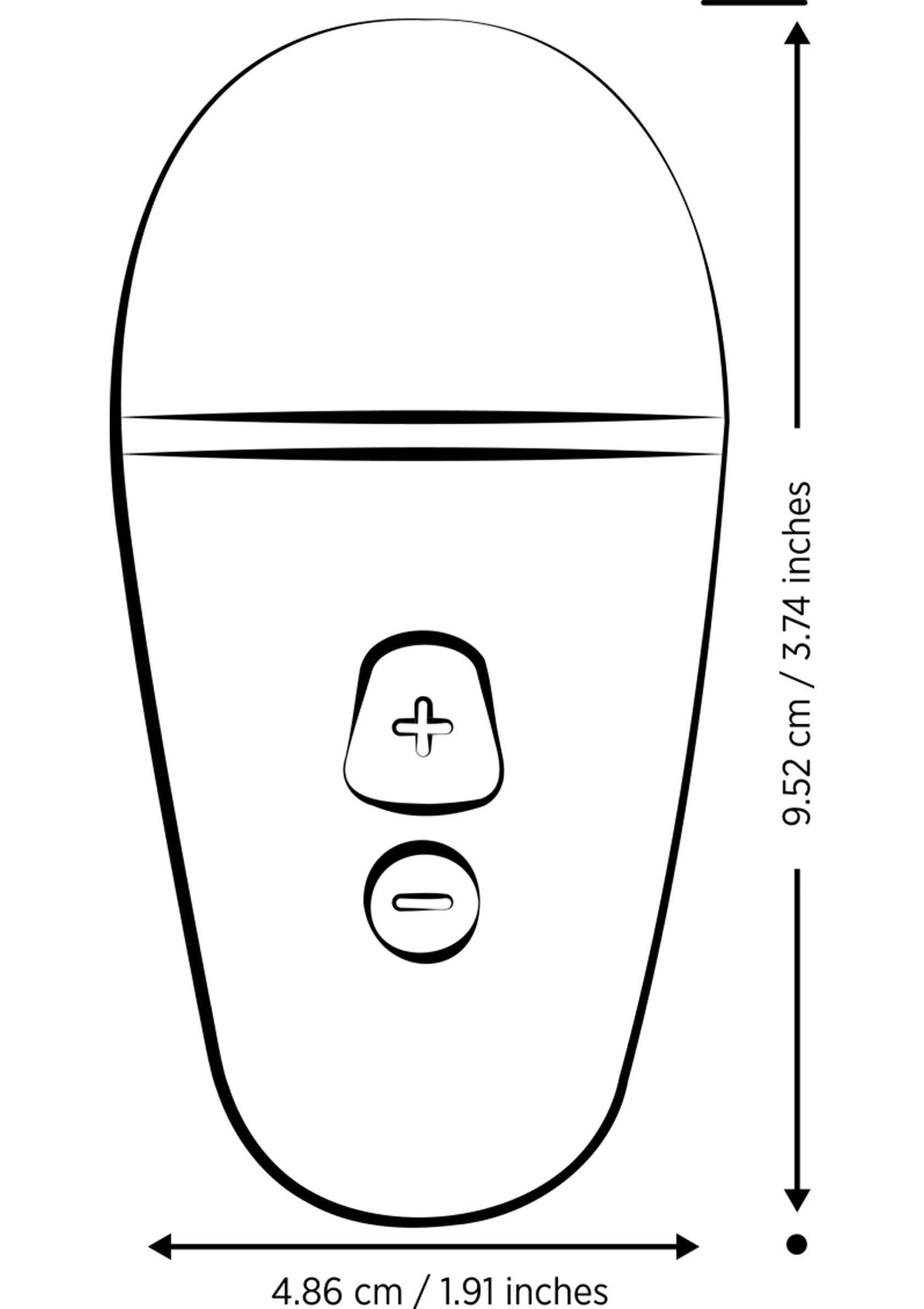 Dimensions d'un appareil électronique : 9,52 cm de hauteur et 4,86 cm de largeur.; Afmetingen van een elektronisch apparaat: 9,52 cm hoog en 4,86 cm breed.; Dimensions of an electronic device: 9.52 cm tall and 4.86 cm wide.