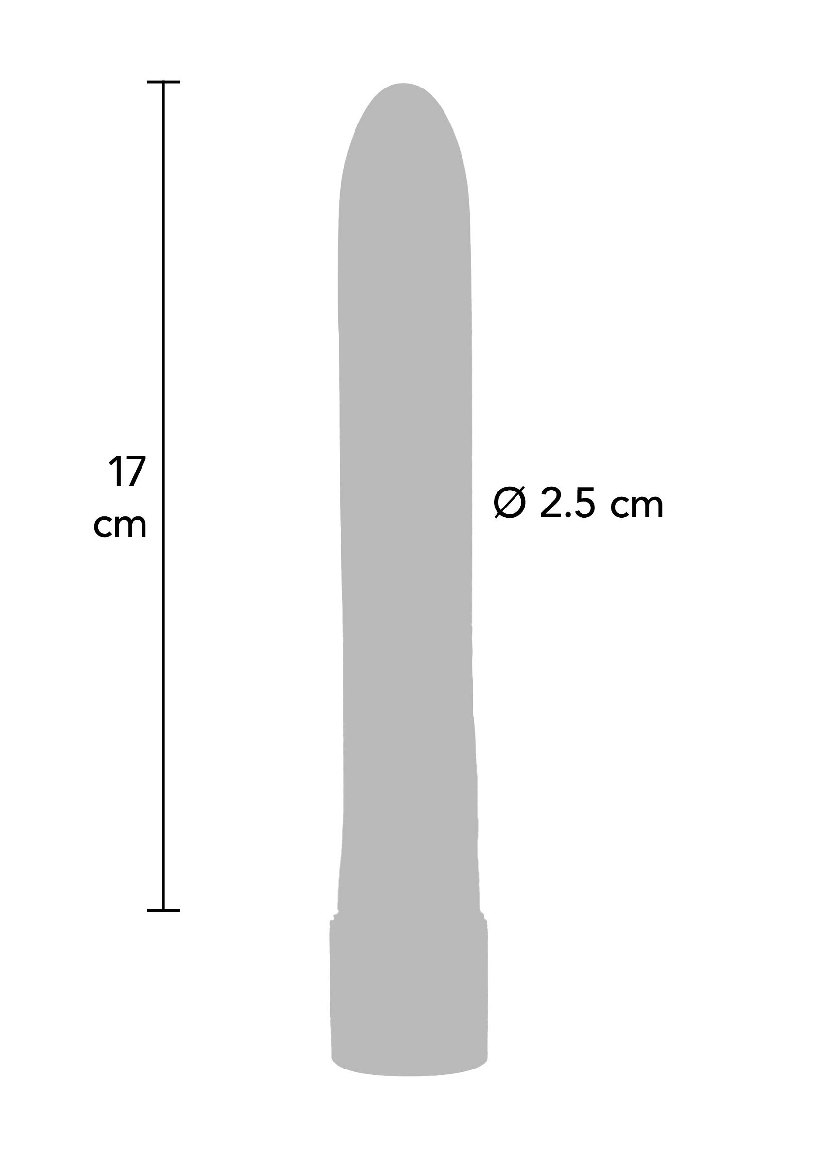 Vibromasseur fin et précis, 17cm, diamètre 2.5cm. Pour une stimulation ciblée et intense.; Slanke vibrator, 17cm, diameter 2.5cm. Voor gerichte en intense stimulatie. Discreet formaat.; Slim vibrator, 17cm, diameter 2.5cm. For targeted and intense stimulation. Discreet size.