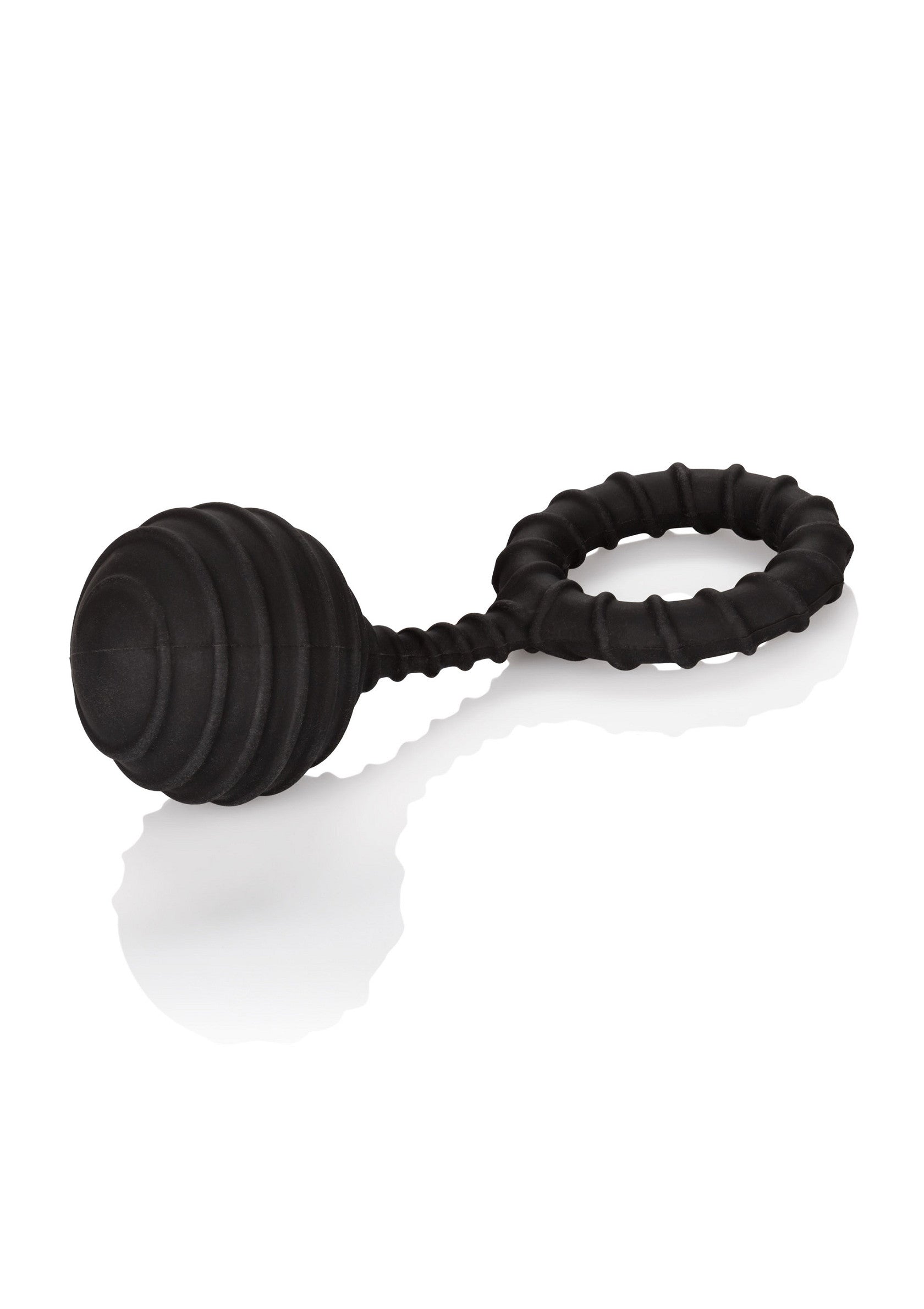 Anneau pénien texturé noir avec une balle pour plus de plaisir. Jouet érotique pour couples.; Zwarte getextureerde penisring met bal voor extra plezier. Erotisch speeltje voor koppels.; Black textured cock ring with ball for added pleasure. Erotic toy for couples.