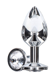 Plug anal en cristal argenté, élégant et raffiné pour des sensations uniques.; Zilverkleurige kristallen anale plug, elegant en verfijnd voor unieke sensaties.; Silver crystal anal plug, elegant & refined for unique sensations.