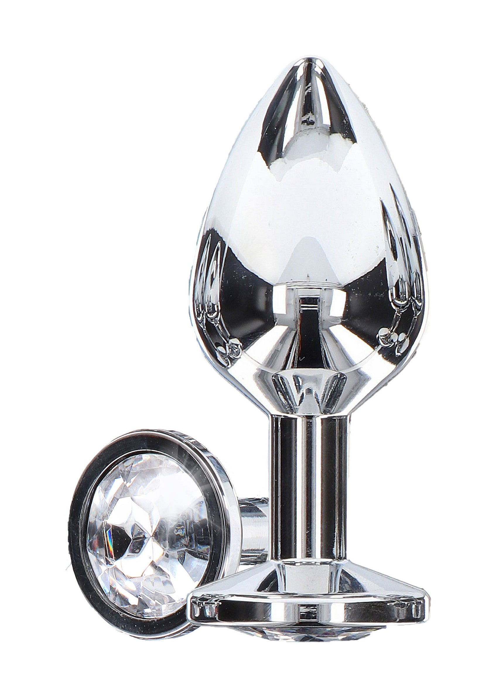Plug anal en cristal argenté, élégant et raffiné pour des sensations uniques.; Zilverkleurige kristallen anale plug, elegant en verfijnd voor unieke sensaties.; Silver crystal anal plug, elegant & refined for unique sensations.