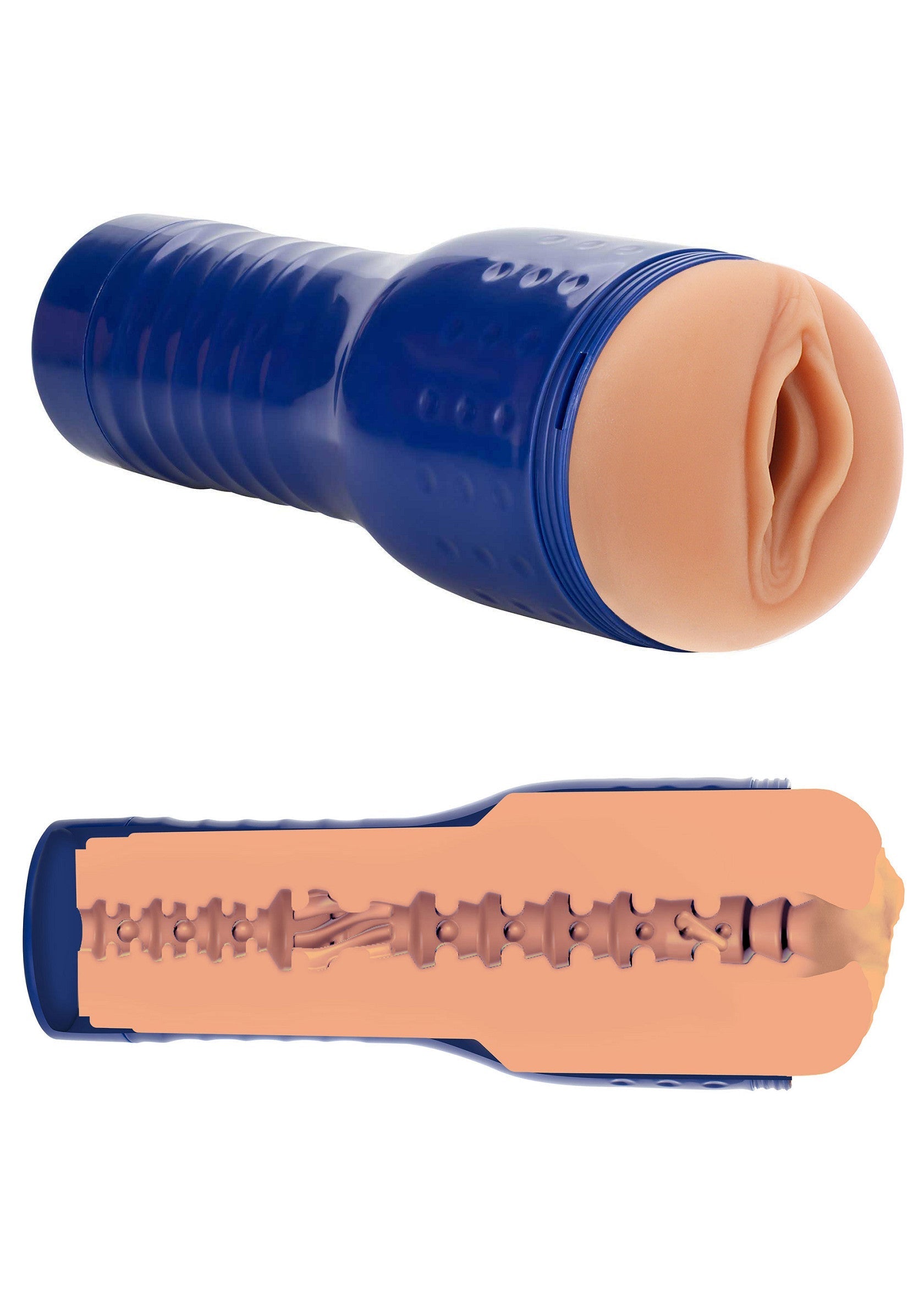 Manchon masculin texturé bleu pour le plaisir solitaire. Découvrez une sensation intense et réaliste.; Blauwe getextureerde masturbator voor mannen. Ervaar intense en realistische sensaties. Discreet verpakt.; Blue textured male masturbator for solo pleasure. Experience intense and realistic sensations.