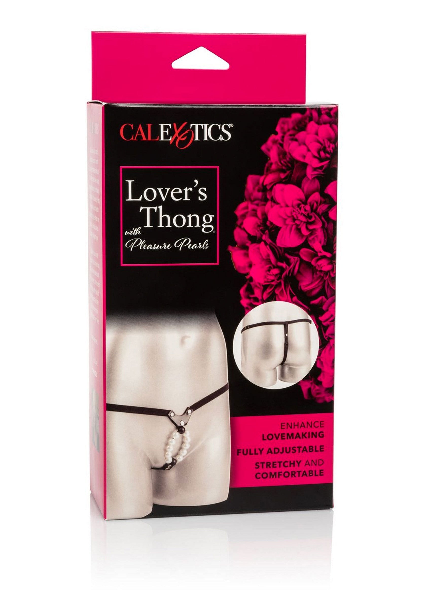 String Lover's Thong avec perles de plaisir Calexotics : string réglable et confortable pour pimenter votre vie amoureuse.; Calexotics Lover's Thong met genots parels: Verstelbare, comfortabele string om je liefdesleven mee op te fleuren.; Calexotics Lover's Thong with Pleasure Pearls: Adjustable, comfortable thong to spice up your love life.