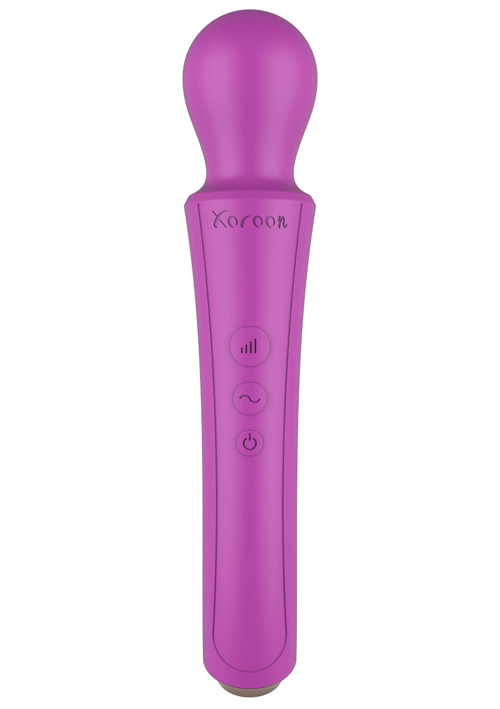 Vibromasseur baguette sans fil violet pour un massage personnel.; Paarse draadloze toverstaf vibrator voor persoonlijke massage.; Purple cordless wand massager for personal massage.