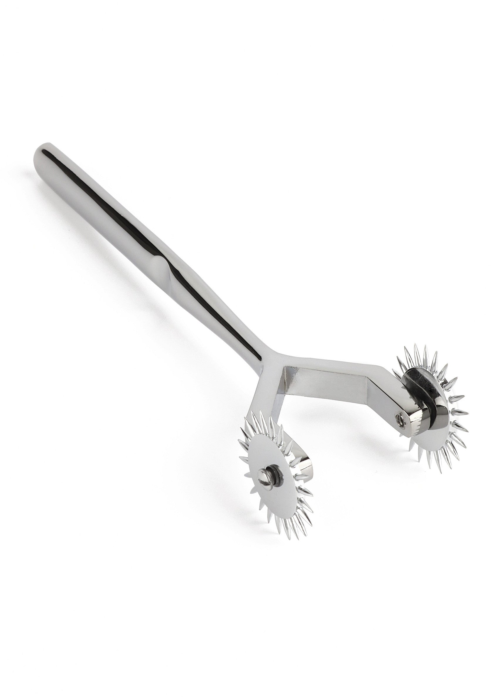 Roue de Wartenberg double en acier inoxydable. Stimulateur sensoriel, outil de massage pour le corps.; Dubbele Wartenberg-wiel van roestvrij staal. Sensorische stimulator, massagehulpmiddel voor het lichaam.; Stainless steel double Wartenberg wheel. Sensory stimulator, massage tool for the body.
