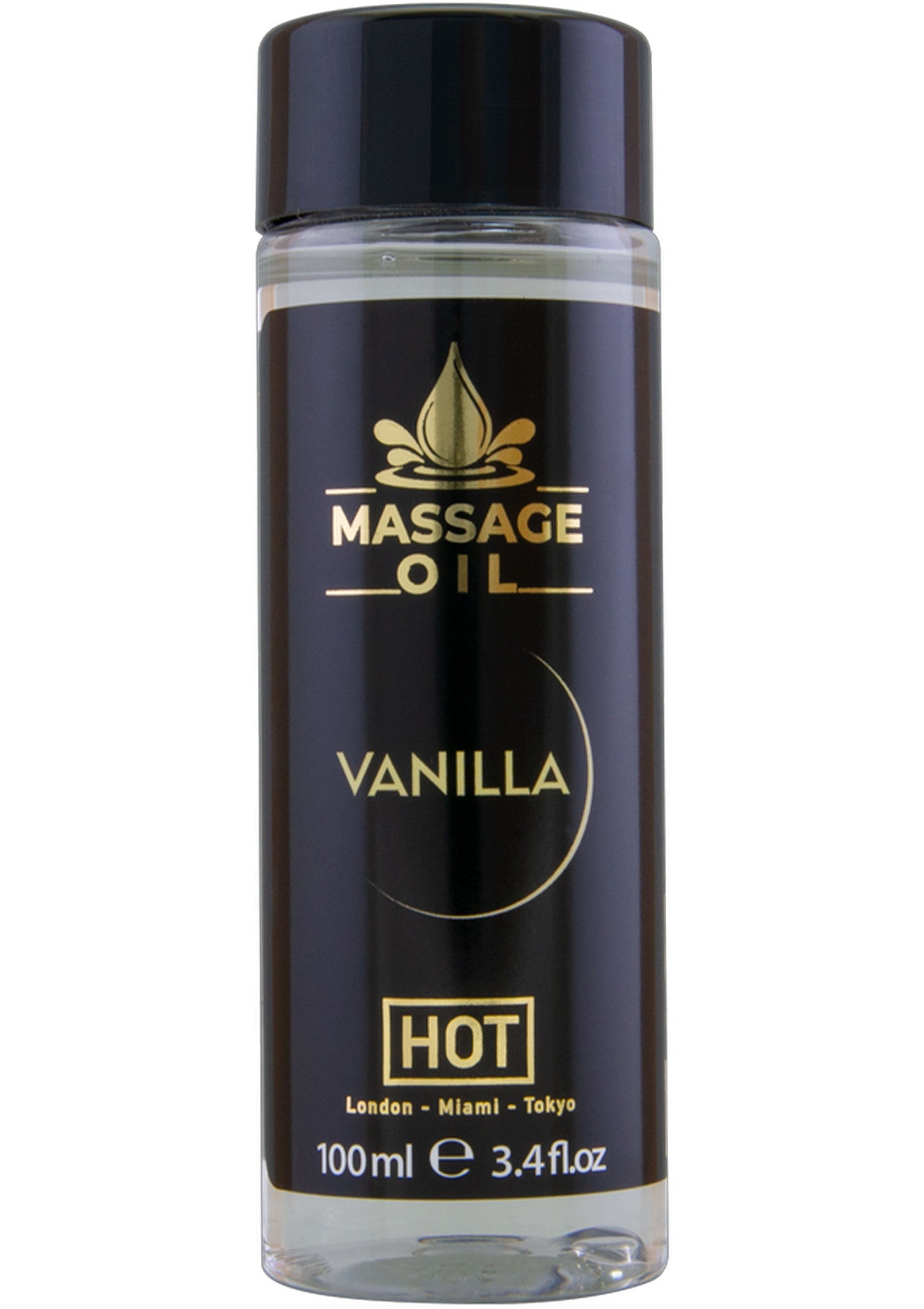 Huile de massage Vanille Hot, 100ml. Détente et plaisir garantis !; Massageolie Vanille Hot, 100ml. Gegarandeerde ontspanning en plezier!; Vanilla Hot massage oil, 100ml. Guaranteed relaxation and pleasure!