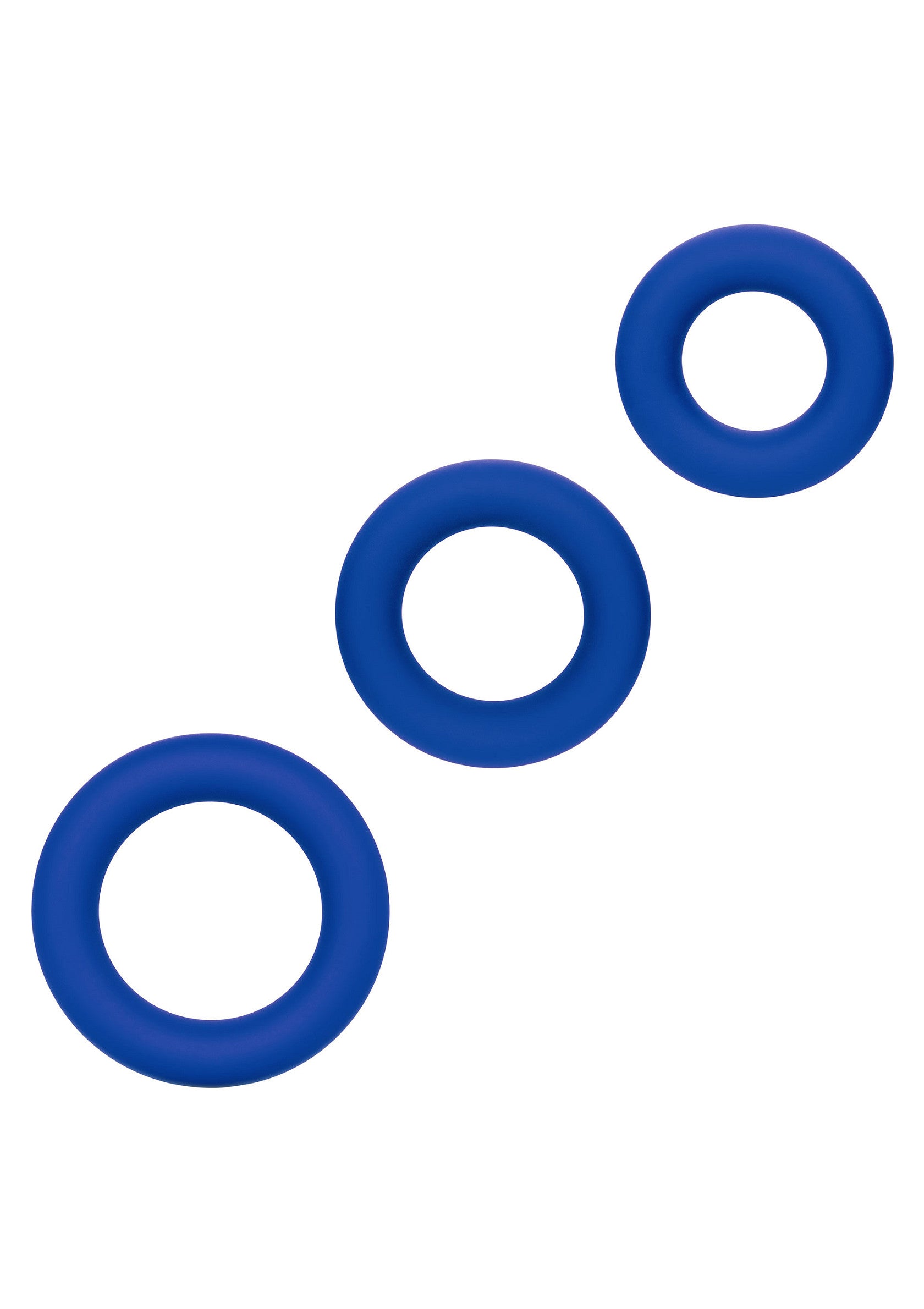 Anneaux péniens bleus pour des sensations intenses et un plaisir prolongé.; Blauwe penisringen voor intense sensaties en langer plezier.; Blue cock rings for intense sensations and prolonged pleasure.