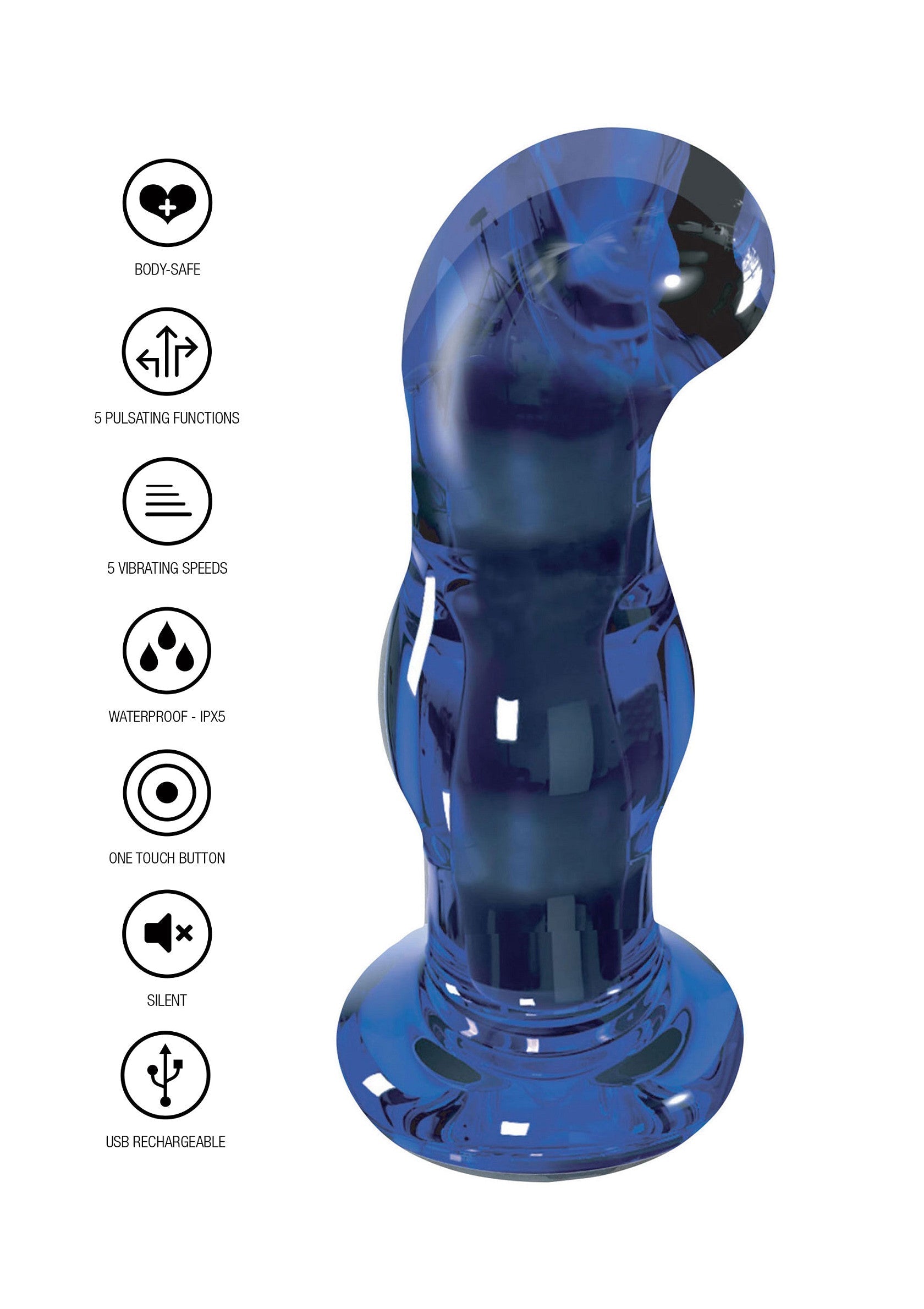 ToyJoy Gleaming Vibrating Glass Plug