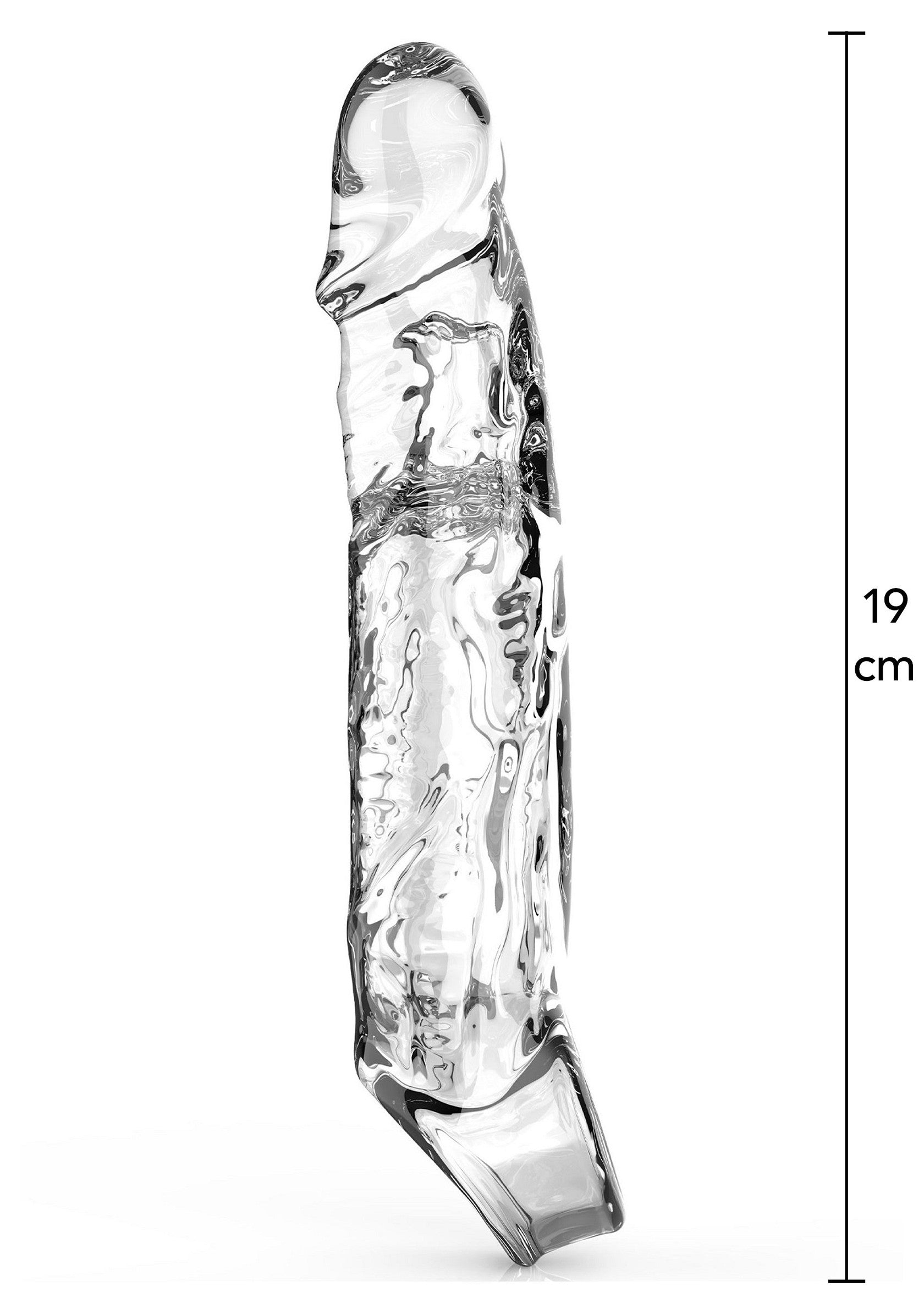 Gode en verre transparent de 19 cm. Un plaisir pur et élégant pour des sensations uniques.; Transparante glazen dildo van 19 cm. Puur en elegant genot voor unieke sensaties.; 19 cm clear glass dildo. Pure and elegant pleasure for unique sensations.