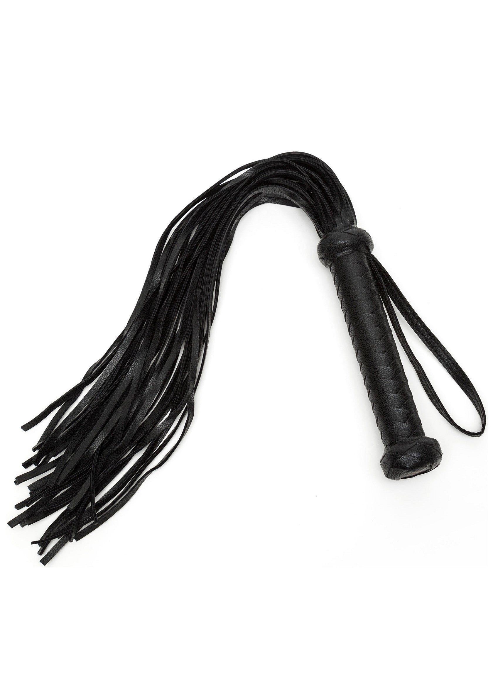 Fouet noir en cuir pour jeux de rôle et BDSM. Découvrez notre collection d'accessoires coquins pour adultes.; Zwarte lederen zweep voor rollenspellen en BDSM. Ontdek onze collectie ondeugende accessoires voor volwassenen.; Black leather whip for roleplay and BDSM. Explore our collection of kinky accessories for adults.
