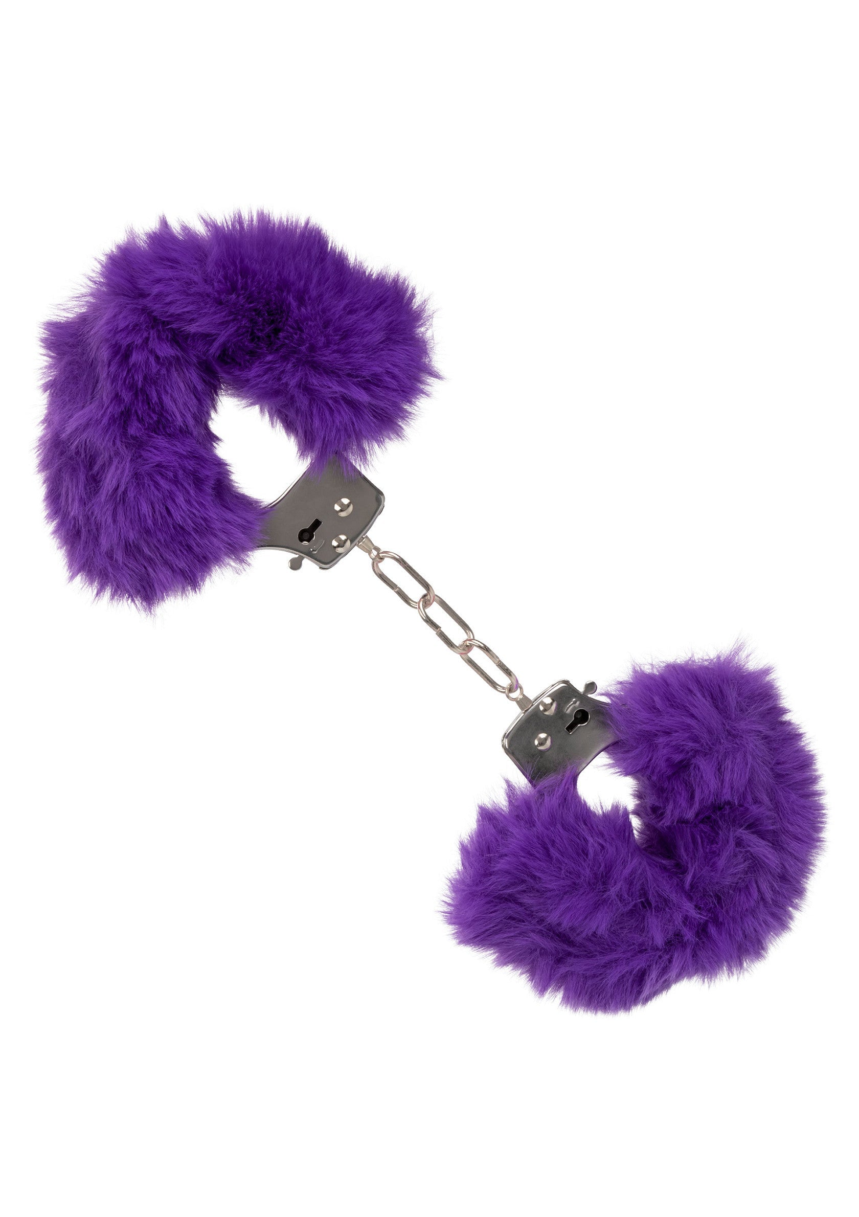 Menottes violettes en fausse fourrure douce pour un jeu coquin et confortable.; Zachte, paarse, faux fur handboeien voor speels en comfortabel plezier.; Soft, purple, faux fur handcuffs for playful & comfortable fun.