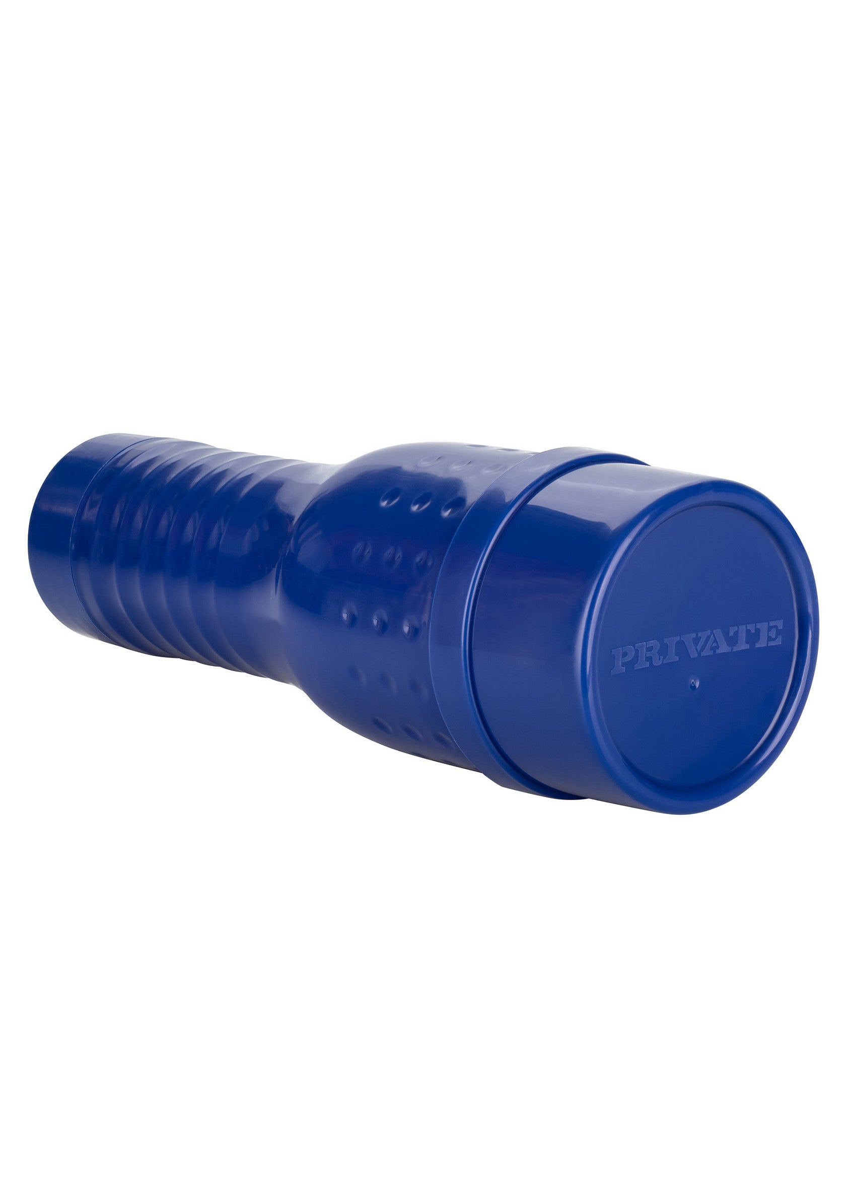 Manchon de plaisir texturé bleu Private pour une expérience intense.; Blauwe Private getextureerde masturbator voor een intense ervaring.; Blue Private textured stroker for an intense experience.