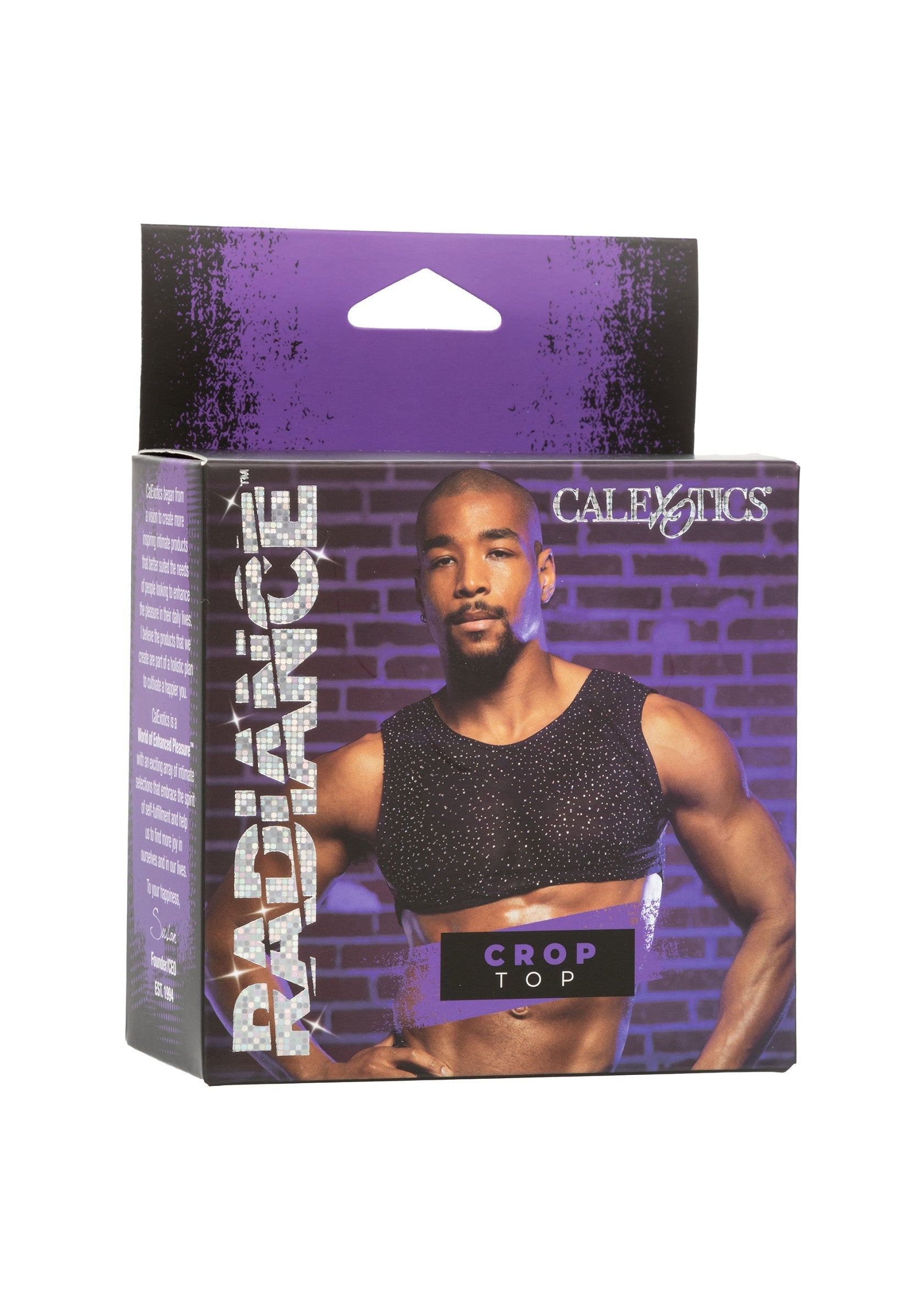 Crop top Calexotics Radiance pour homme. Vêtement de sport tendance et confortable.; Calexotics Radiance crop top voor mannen. Trendy en comfortabele sportkleding.; Calexotics Radiance men's crop top. Trendy and comfortable sportswear.