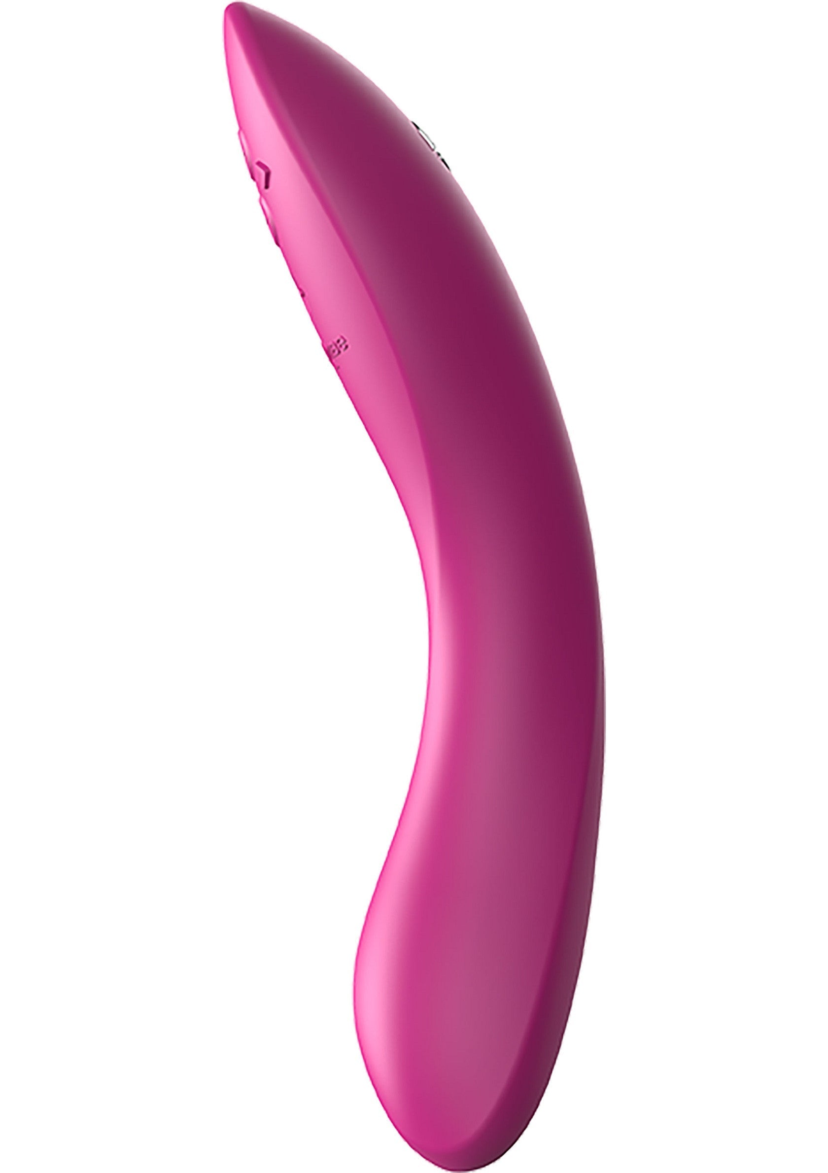 Vibrateur incurvé rose vif pour le plaisir féminin; Felroze gebogen vibrator voor vrouwelijk genot; Bright pink curved vibrator for female pleasure