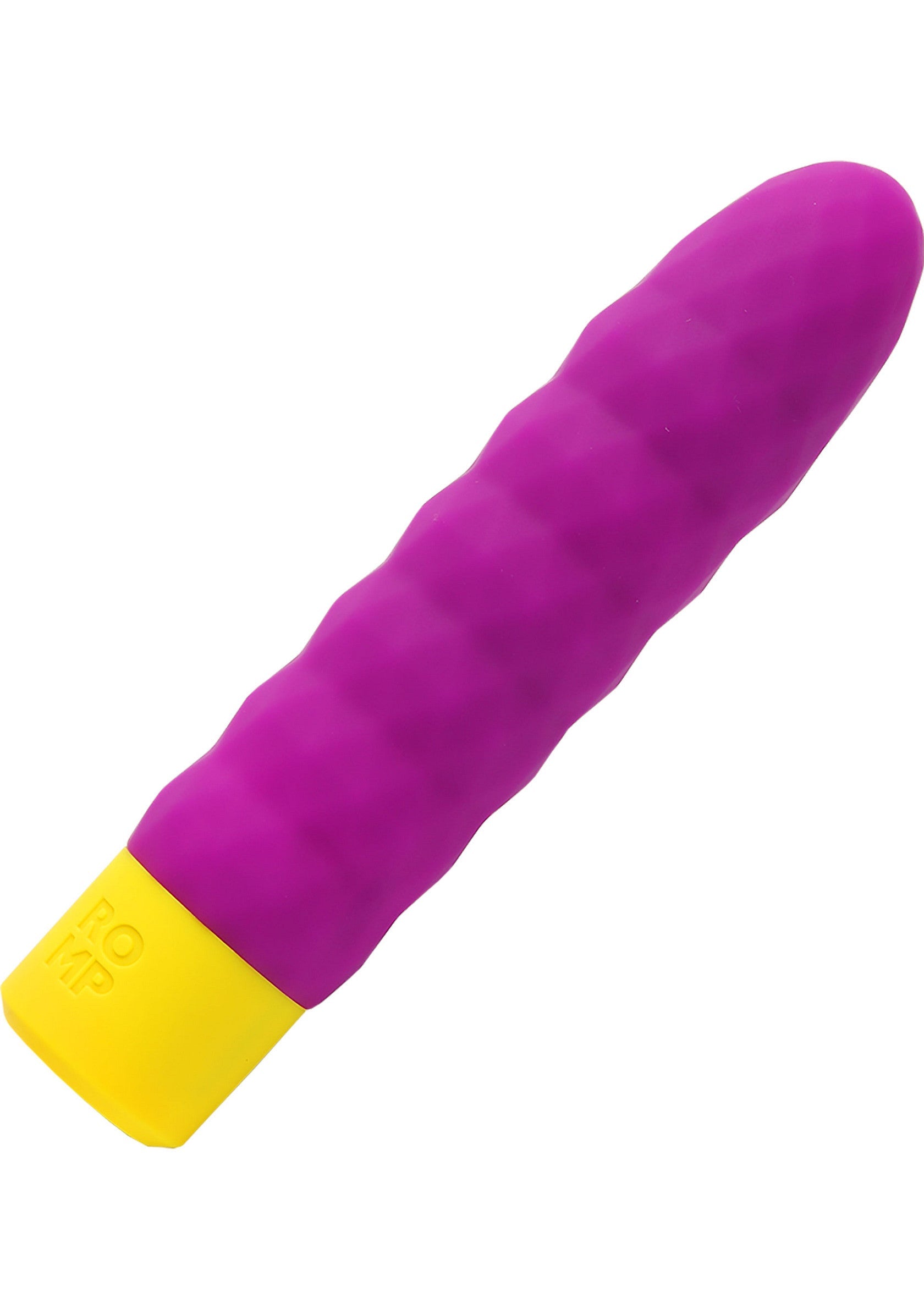 Vibromasseur violet avec embout jaune pour le plaisir intime.; Paarse vibrator met gele tip voor intiem plezier.; Purple vibrator with yellow tip for intimate pleasure.